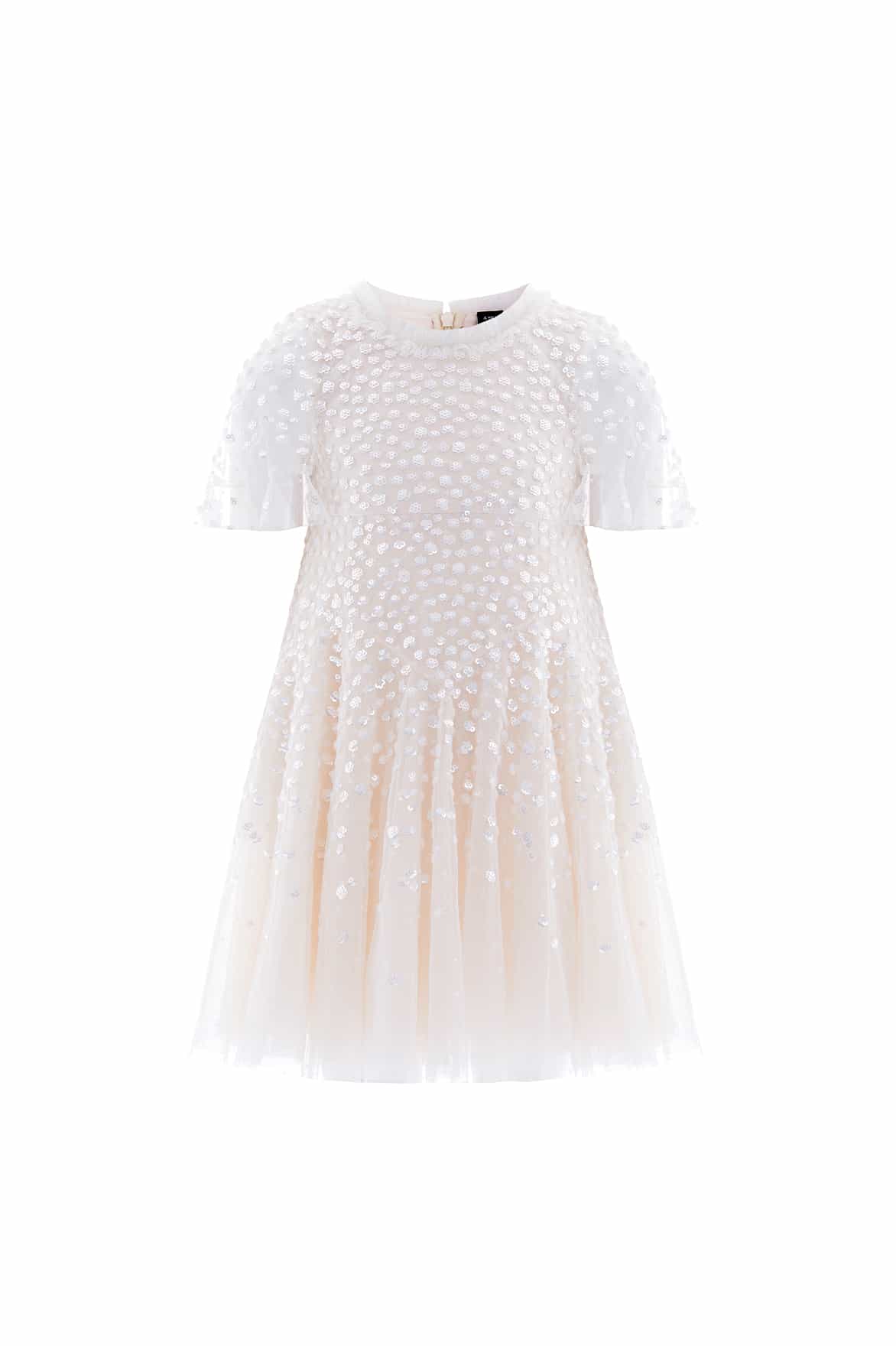 Dappled Sequin Short Cape Kids Dress - Image 3