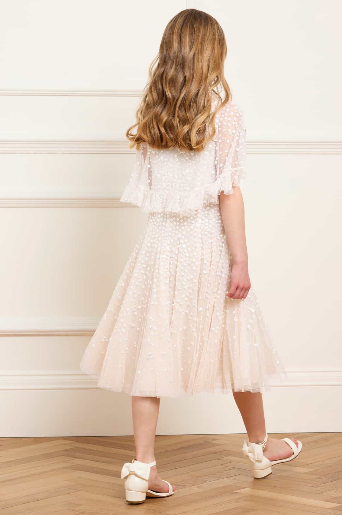 Dappled Sequin Short Cape Kids Dress - Image 4