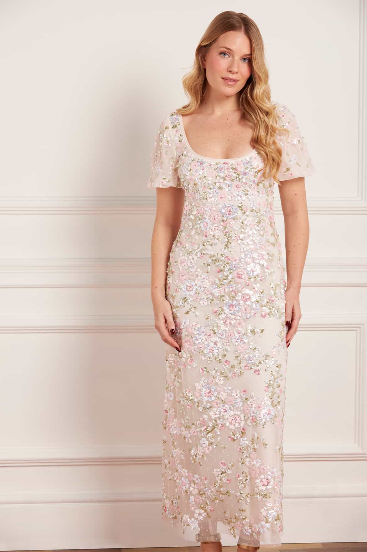 Dream Garland Puff Sleeve Ankle Gown - Image 3