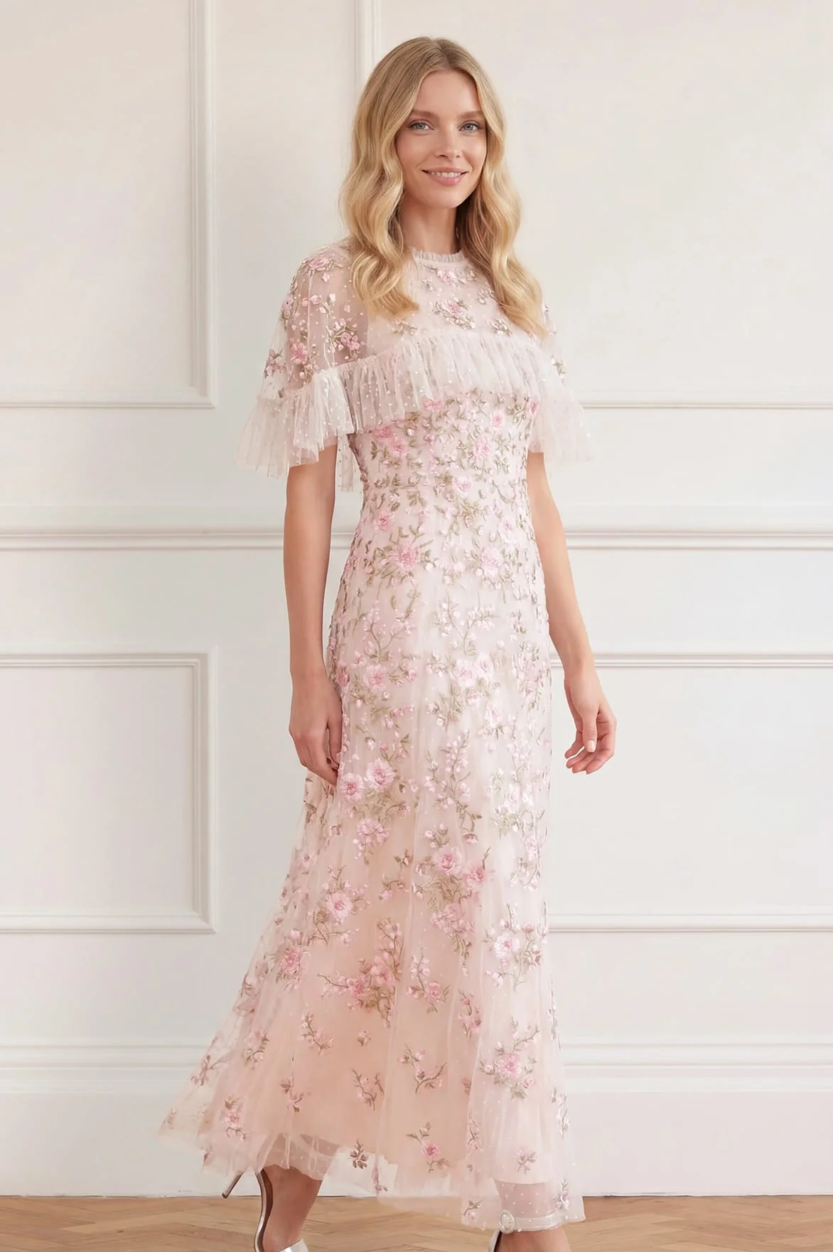 Eden Rose Cape Ankle Gown