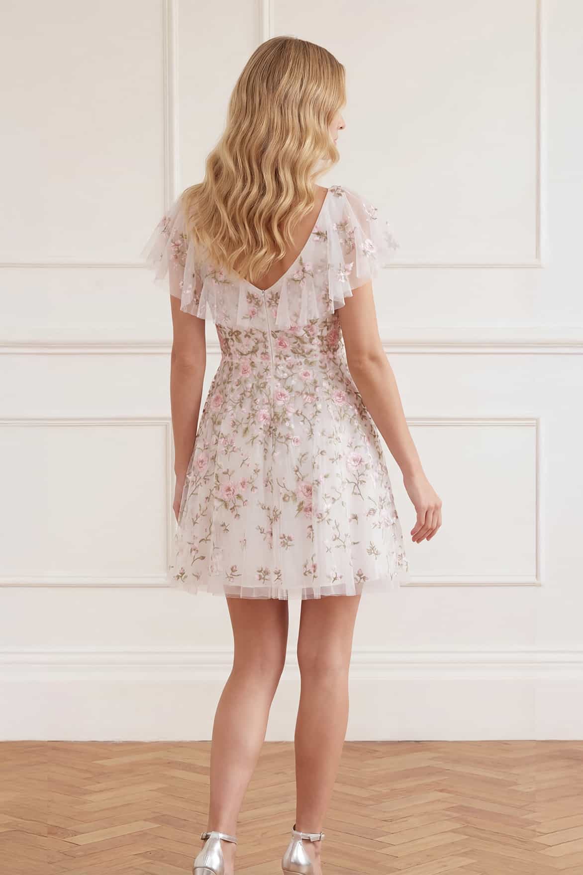 Eden Rose V-Neck Micro Mini Dress - Image 4