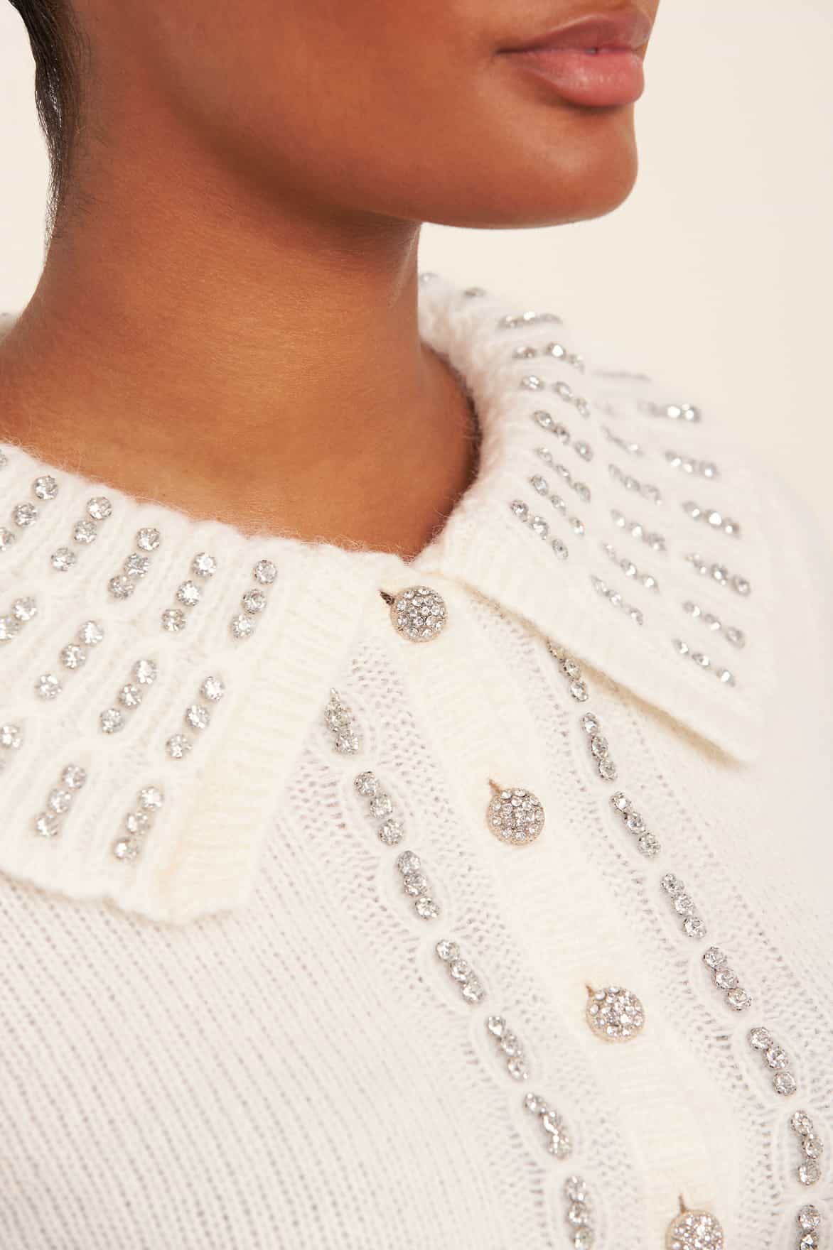 Embellished Collar Short Cardigan - Image 4