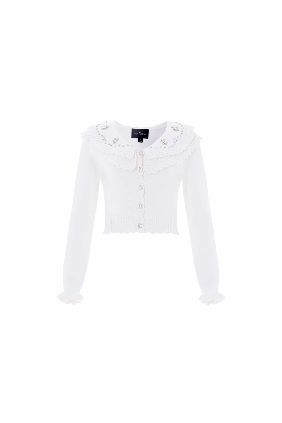 Embellished Collar V-Neck Cardigan - Image 3