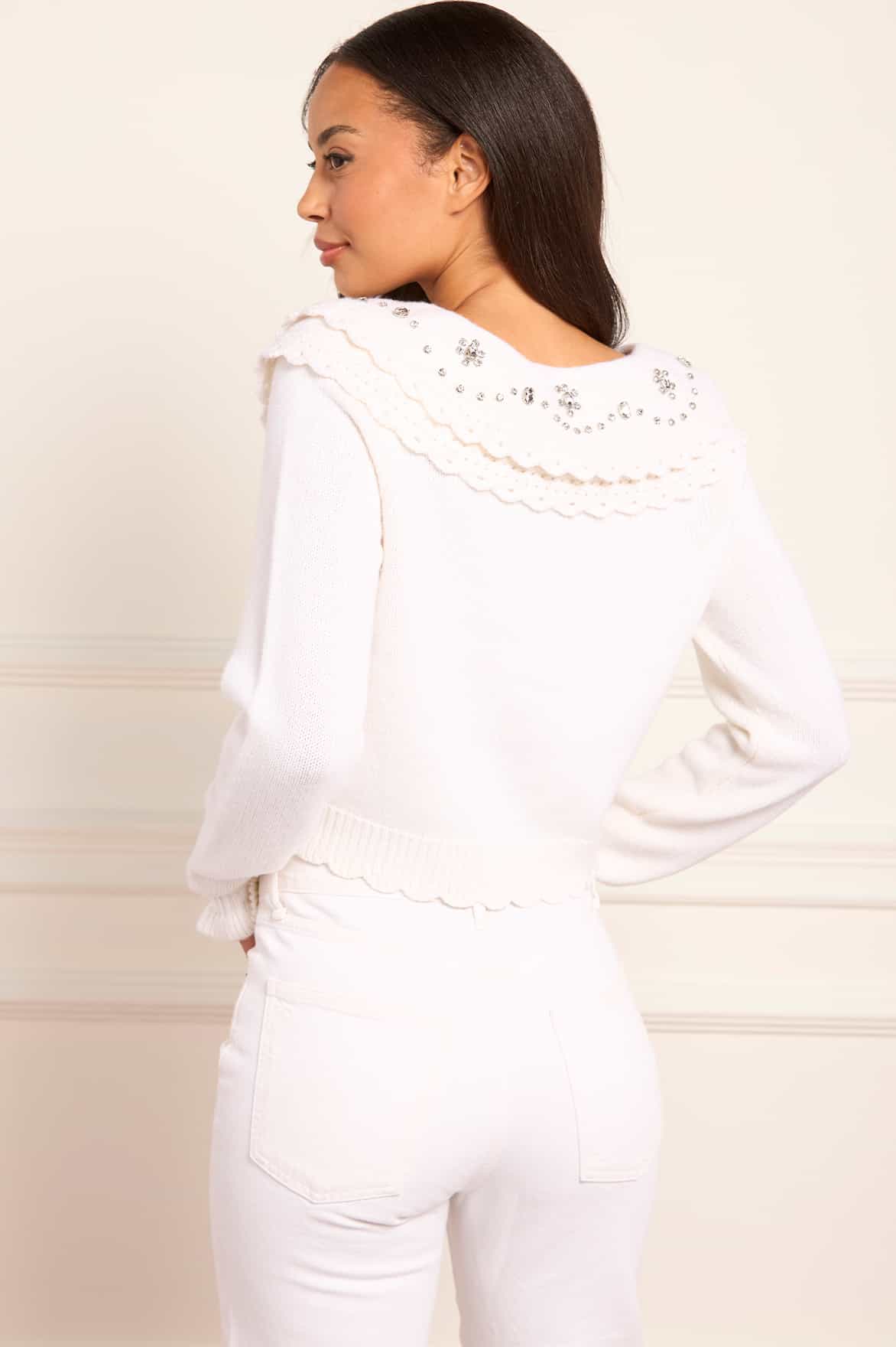Embellished Collar V-Neck Cardigan - Image 6
