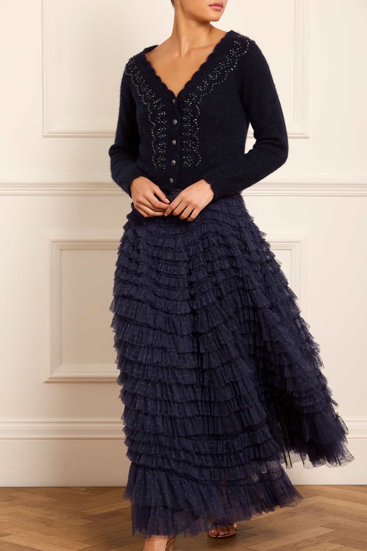 Embellished V-Neck Short Cardigan - Image 3