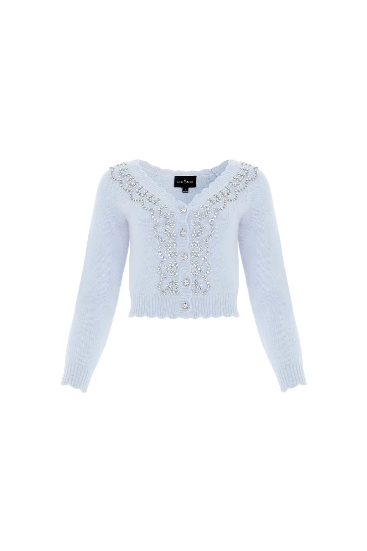 Embellished V-Neck Short Cardigan - Image 3