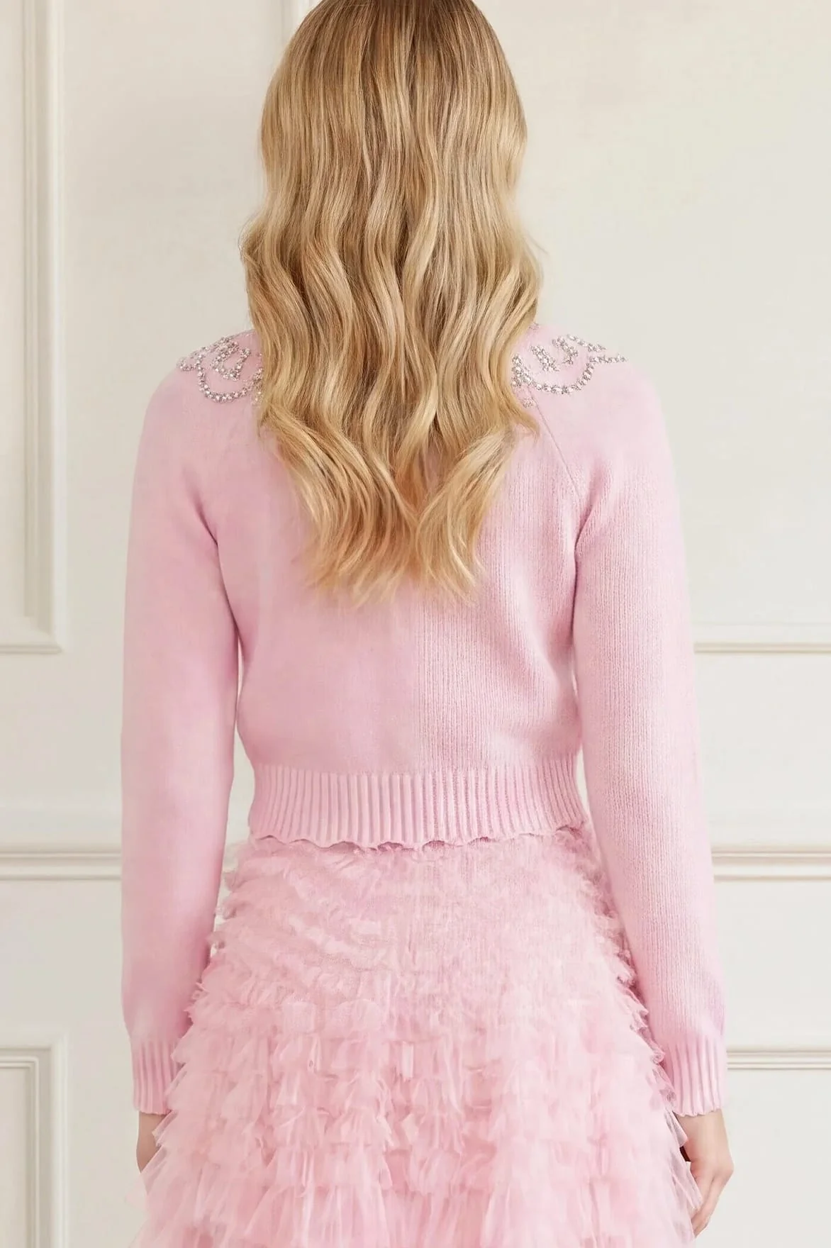 Embellished V-Neck Short Cardigan - Image 4