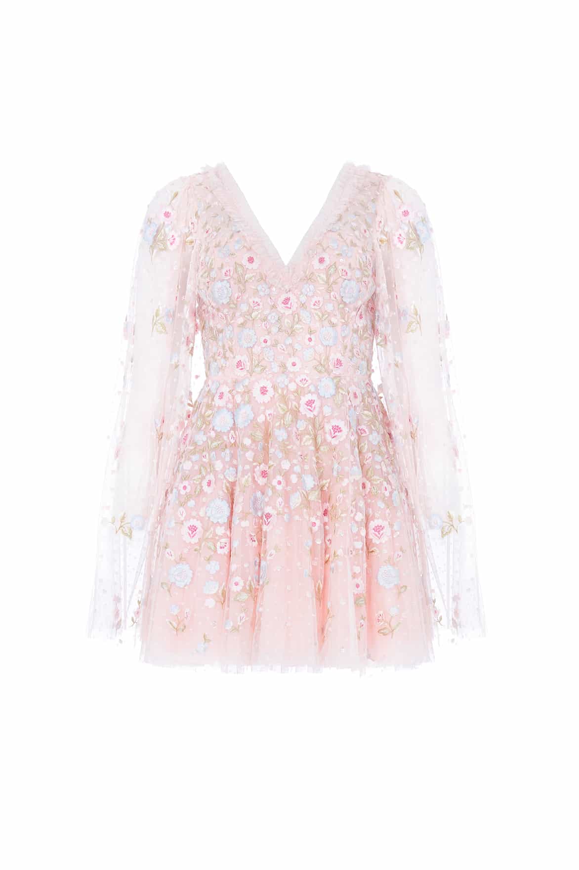 Ethereal Blooms Cape Sleeve Micro Mini Dress - Image 2