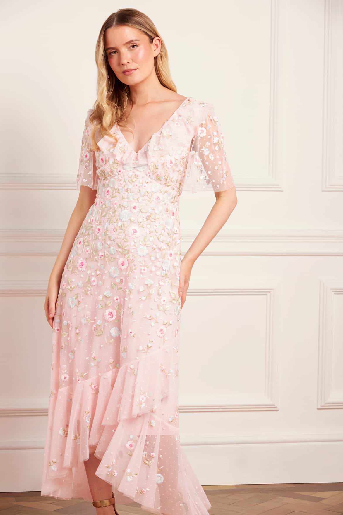 Ethereal Blooms Frill Ankle Gown - Image 4