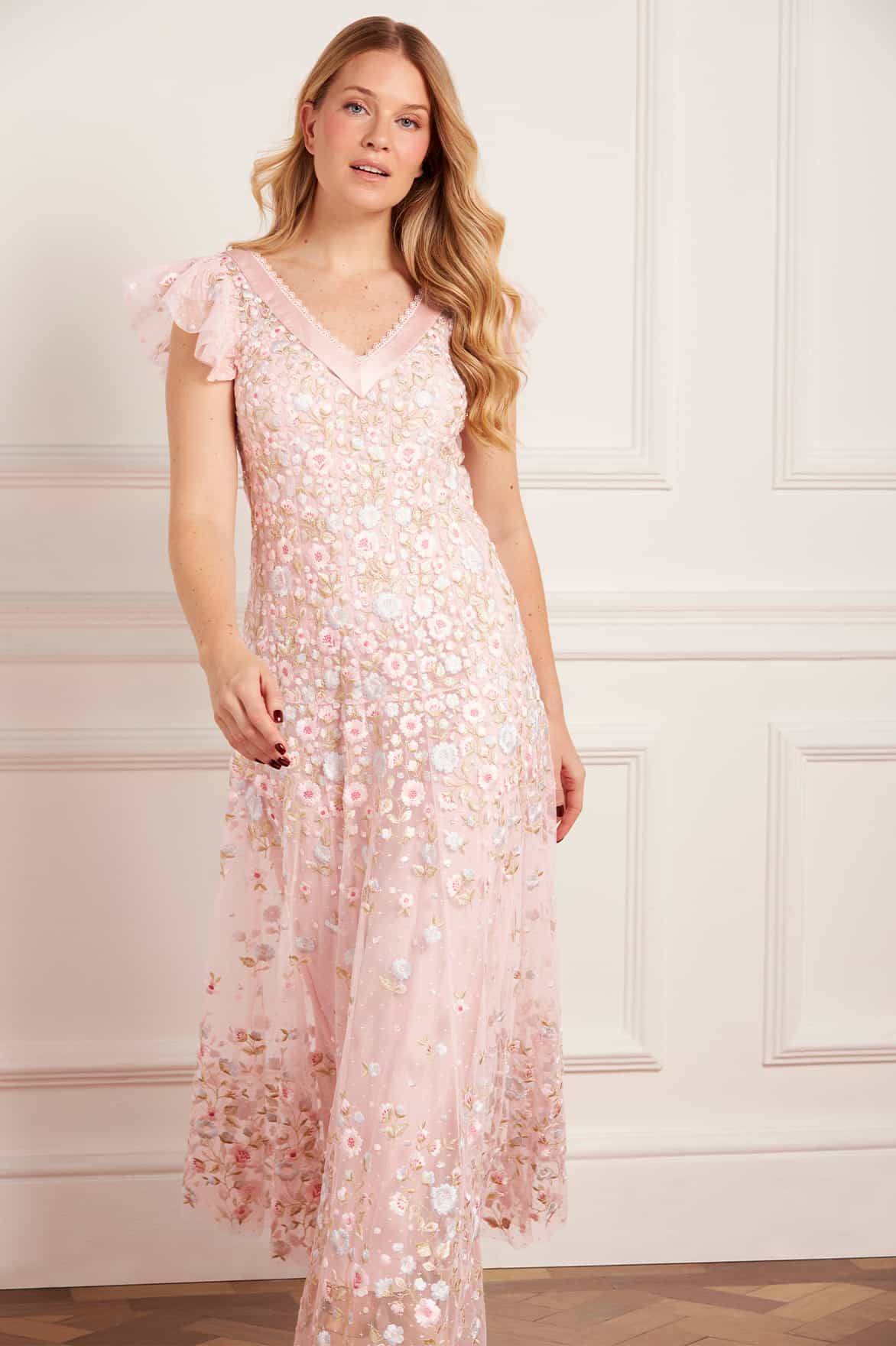 Ethereal Blooms Short Sleeve Ankle Gown - Image 2