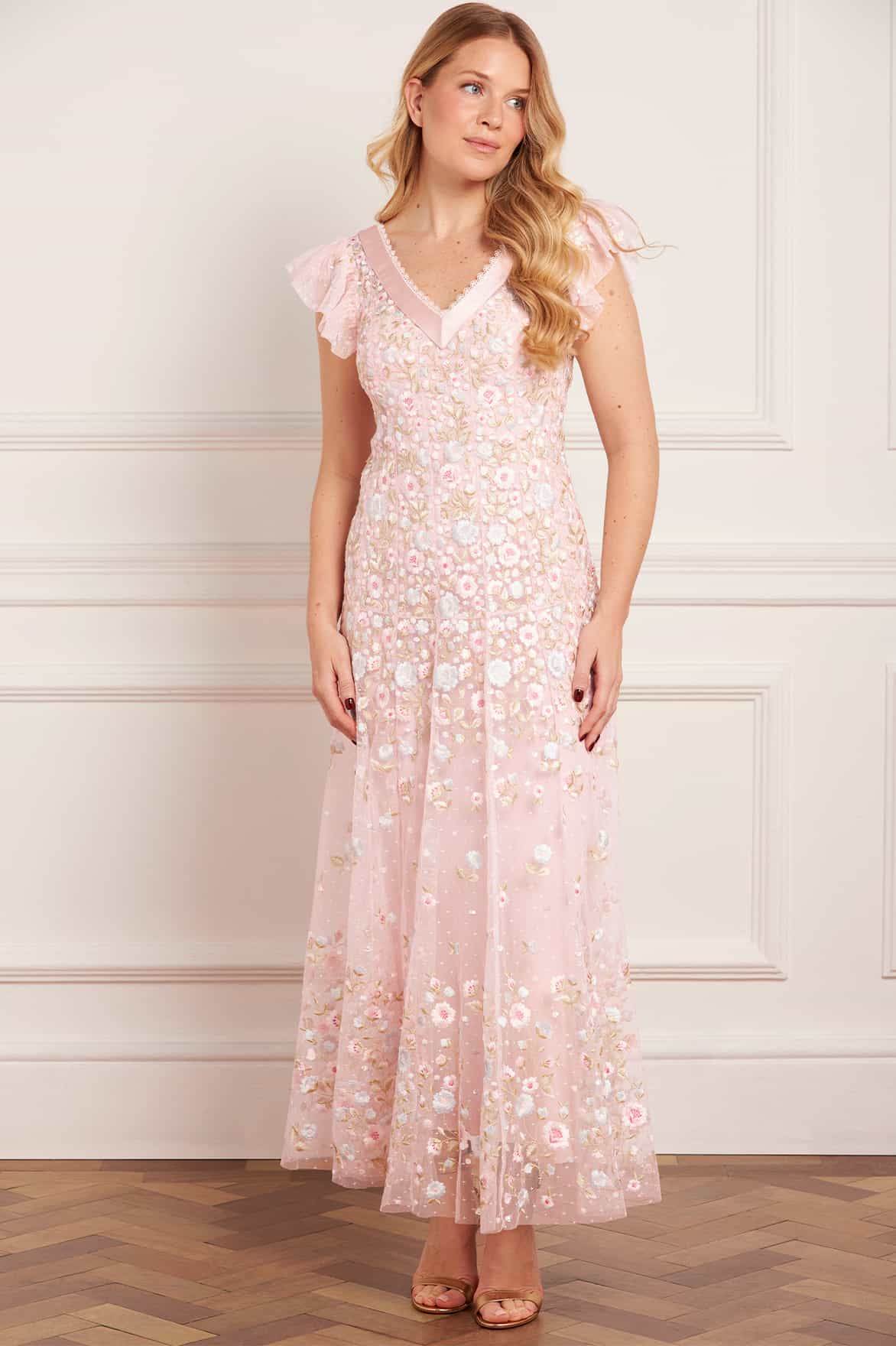 Ethereal Blooms Short Sleeve Ankle Gown - Image 4