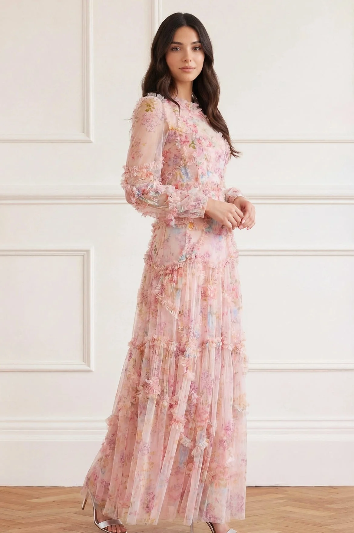 Floral Diamond Ruffle Gown - Image 3