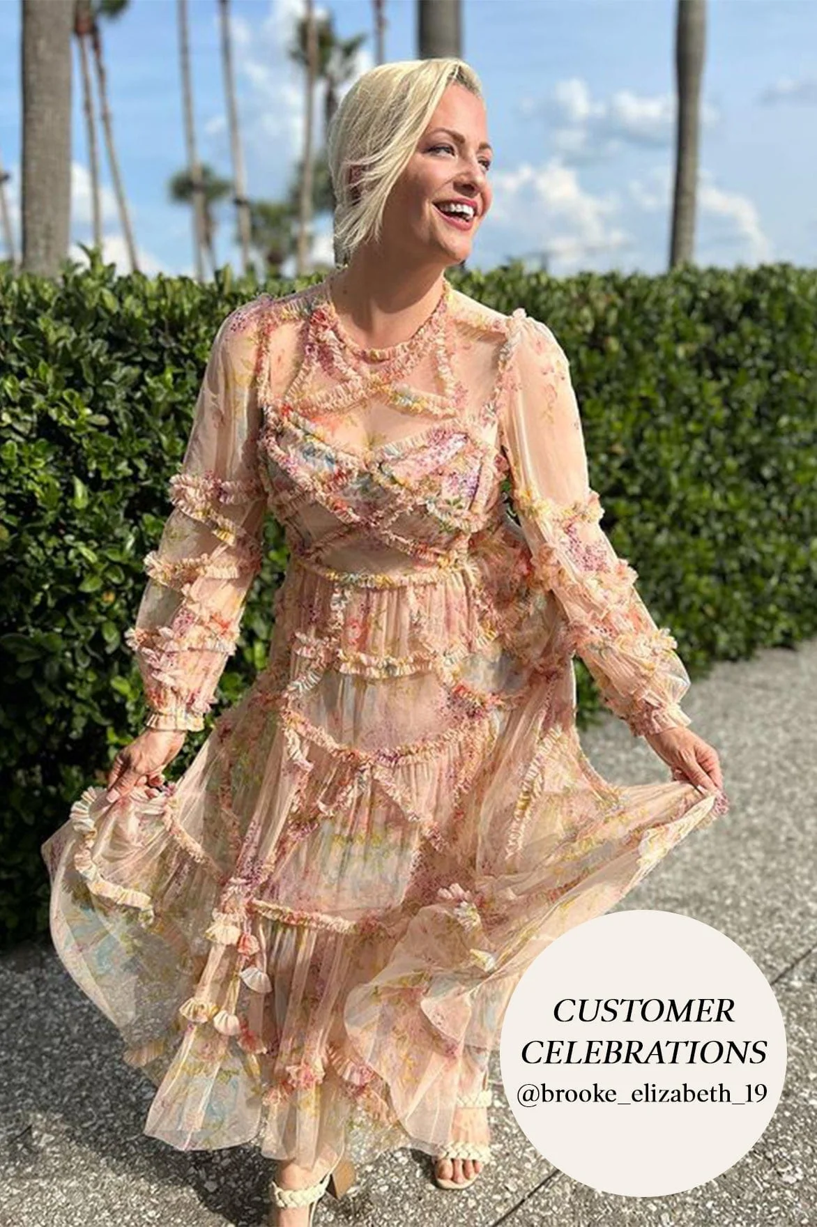 Floral Diamond Ruffle Gown - Image 5