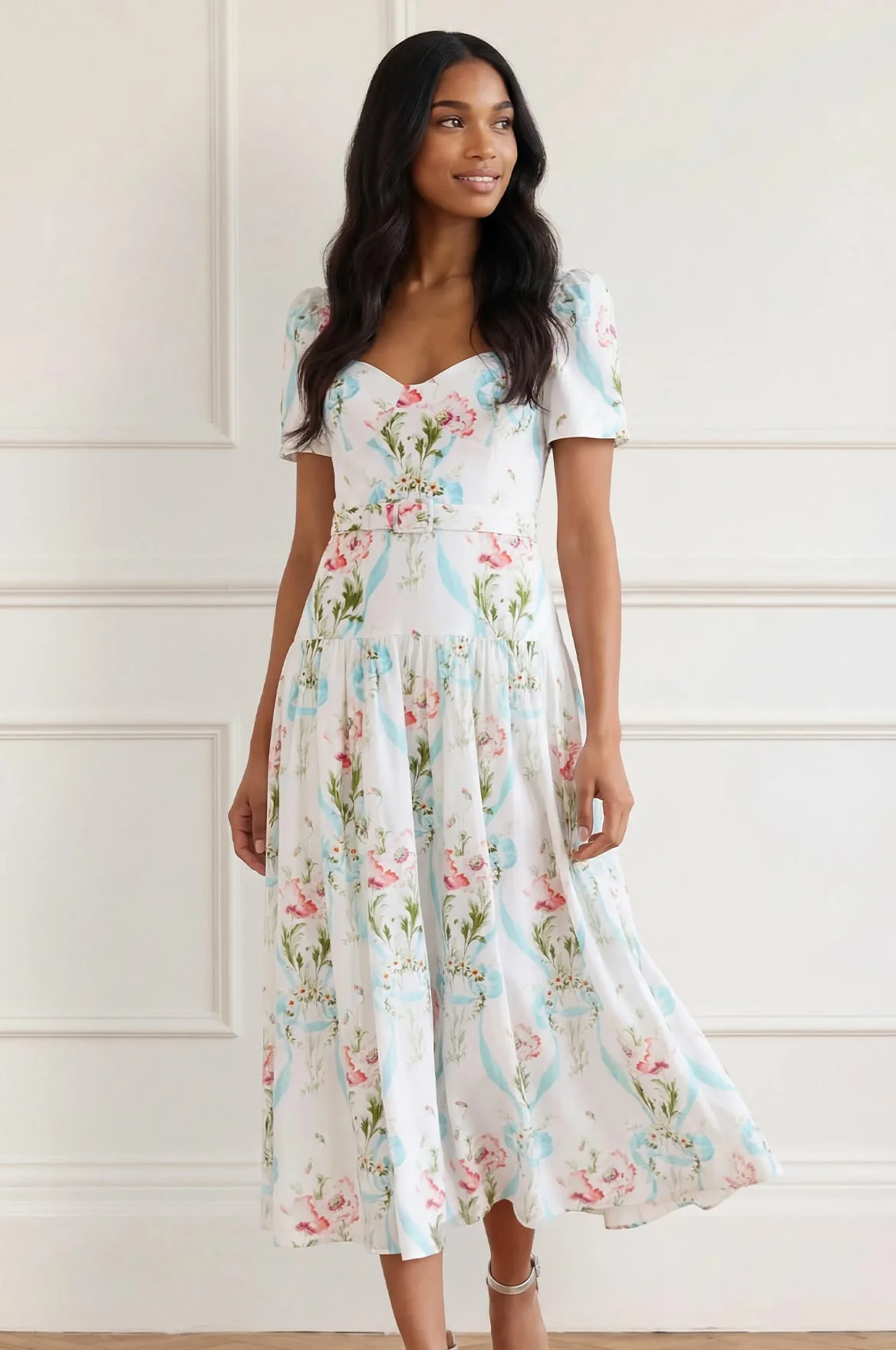 Floral Ribbon Cotton Ballerina Dress - Image 3