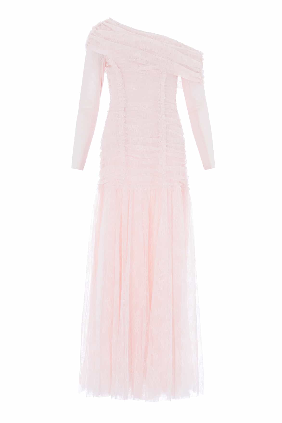 Gigi Lace One-Shoulder Rouched Gown - Image 2