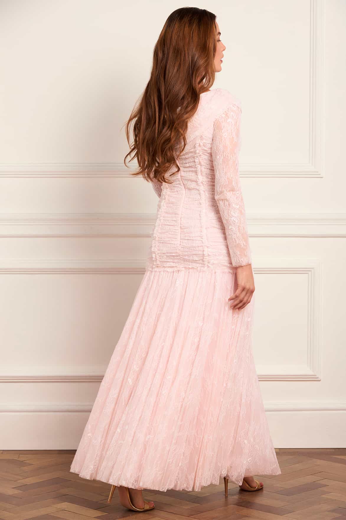 Gigi Lace One-Shoulder Rouched Gown - Image 5