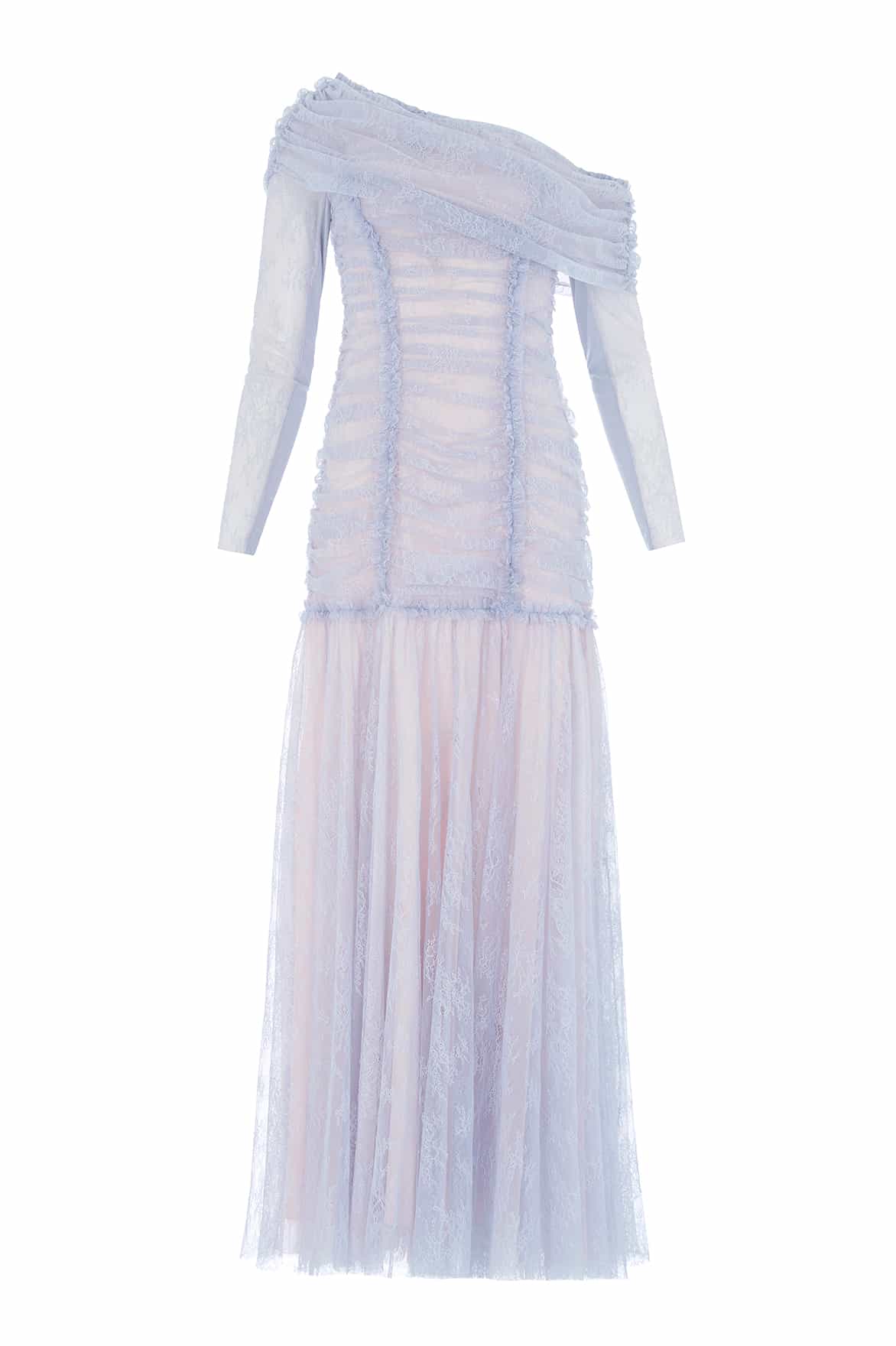 Gigi Lace One-Shoulder Rouched Gown - Image 3
