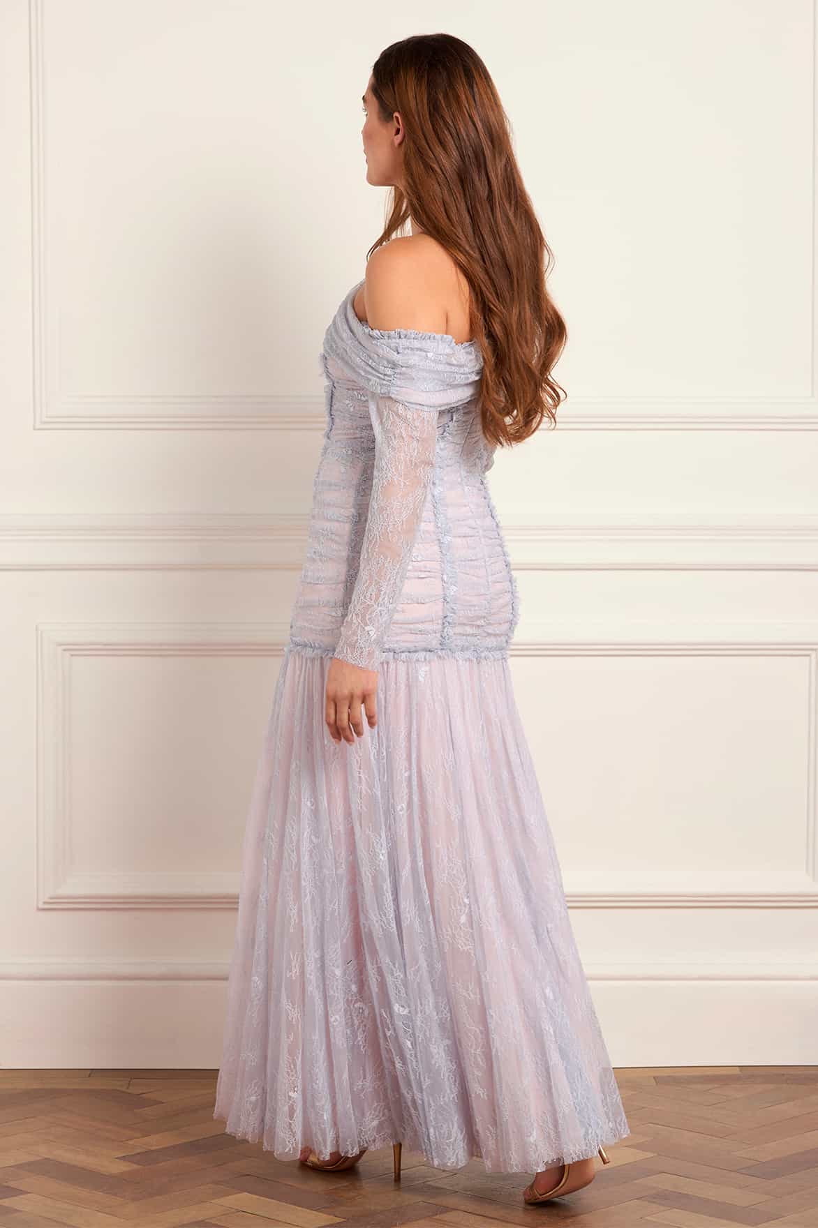 Gigi Lace One-Shoulder Rouched Gown - Image 6