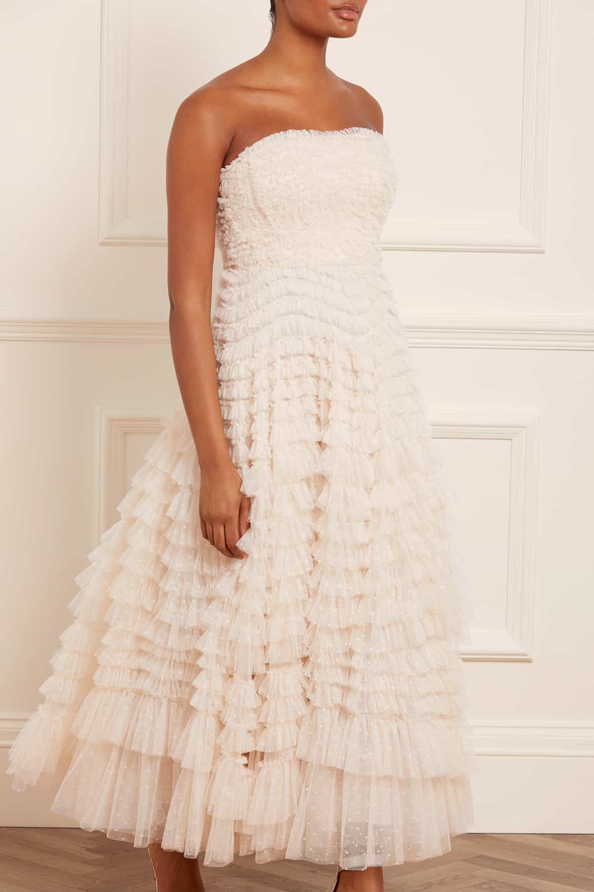 Hattie Ruffle Strapless Ankle Gown - Image 4
