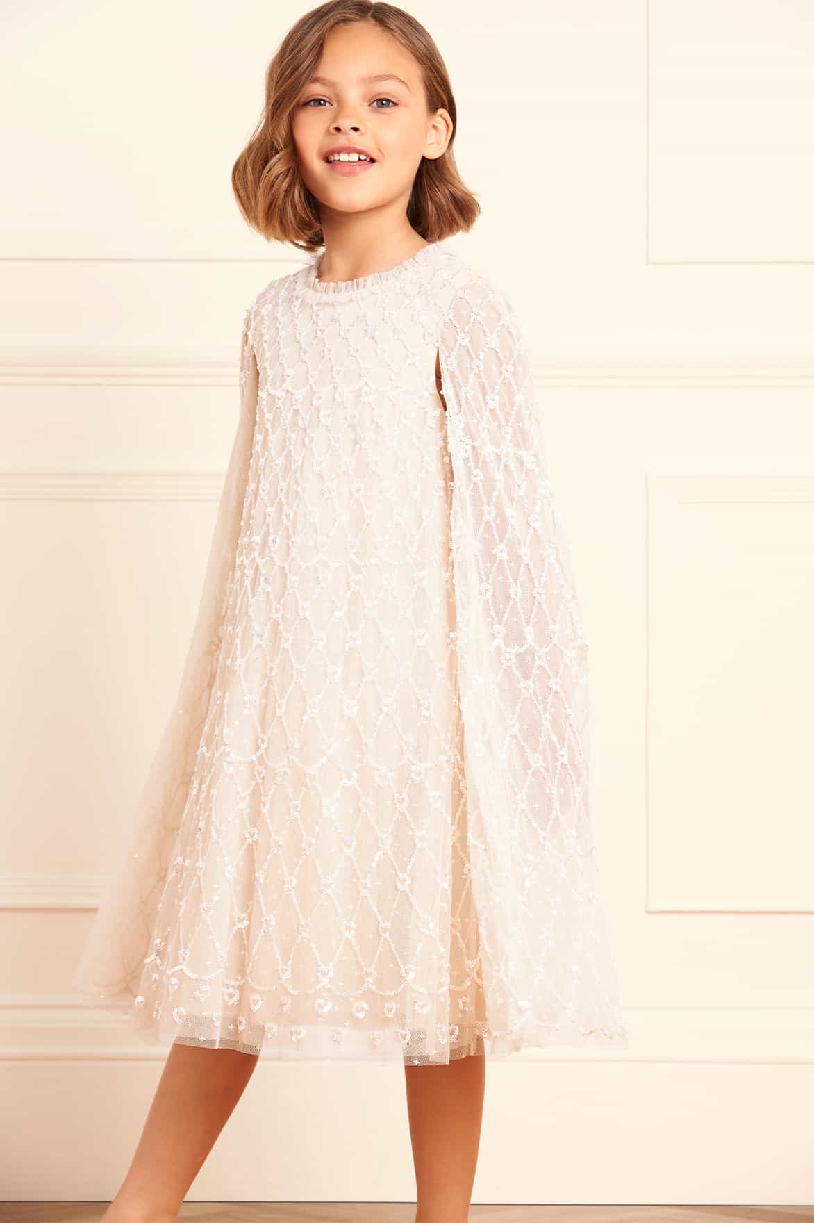 Heart Lattice Cape Kids Dress - Image 4