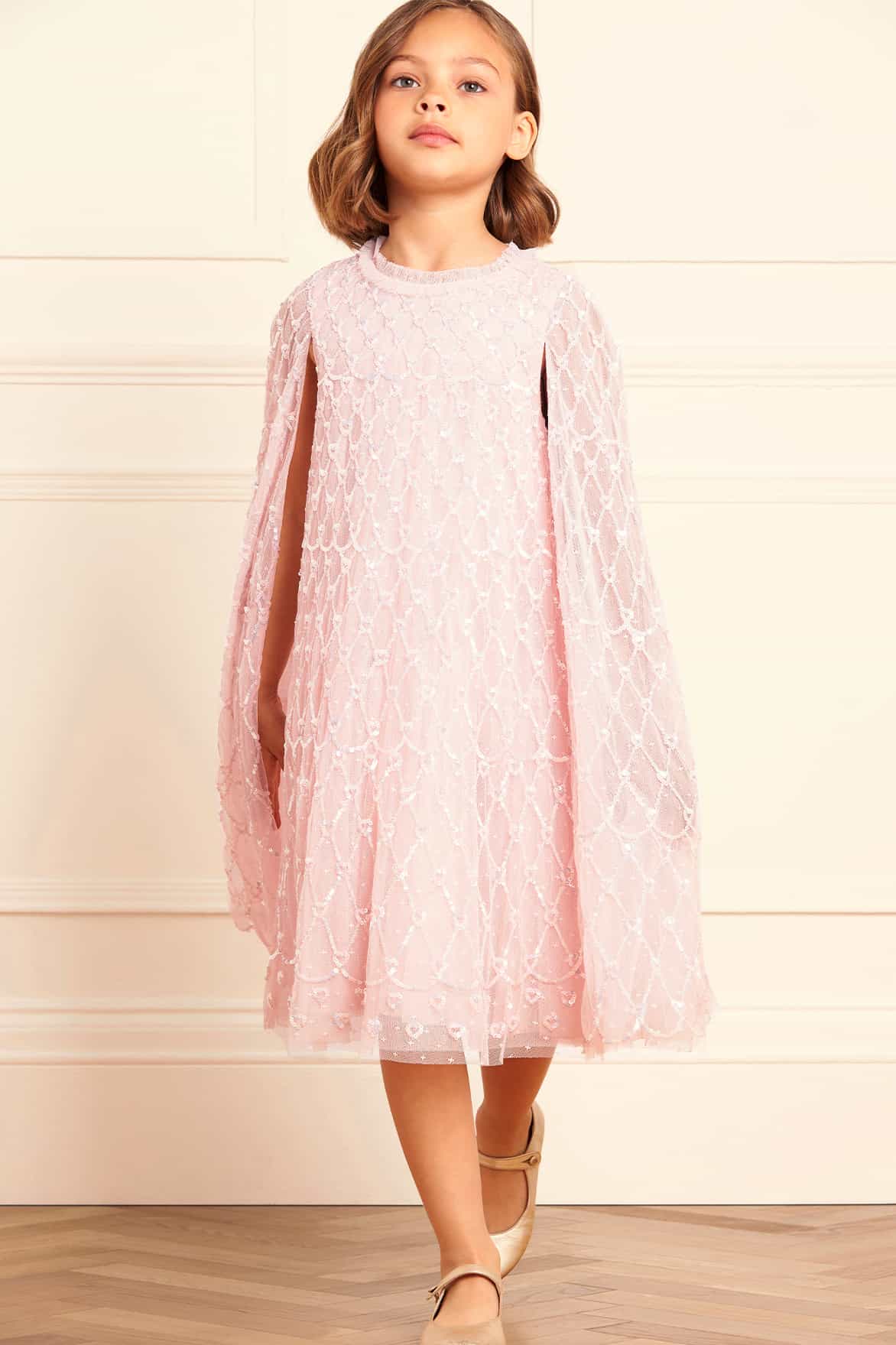 Heart Lattice Cape Kids Dress - Image 4
