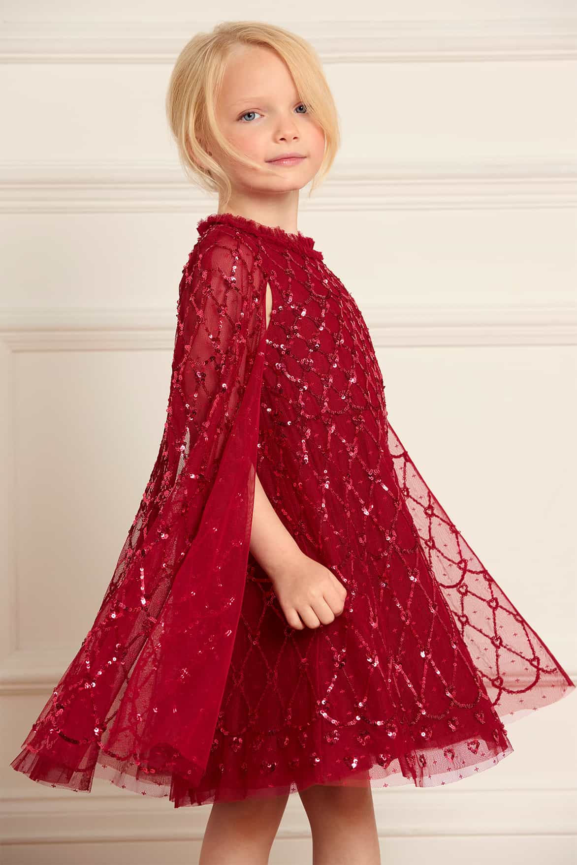 Heart Lattice Cape Kids Dress - Image 6
