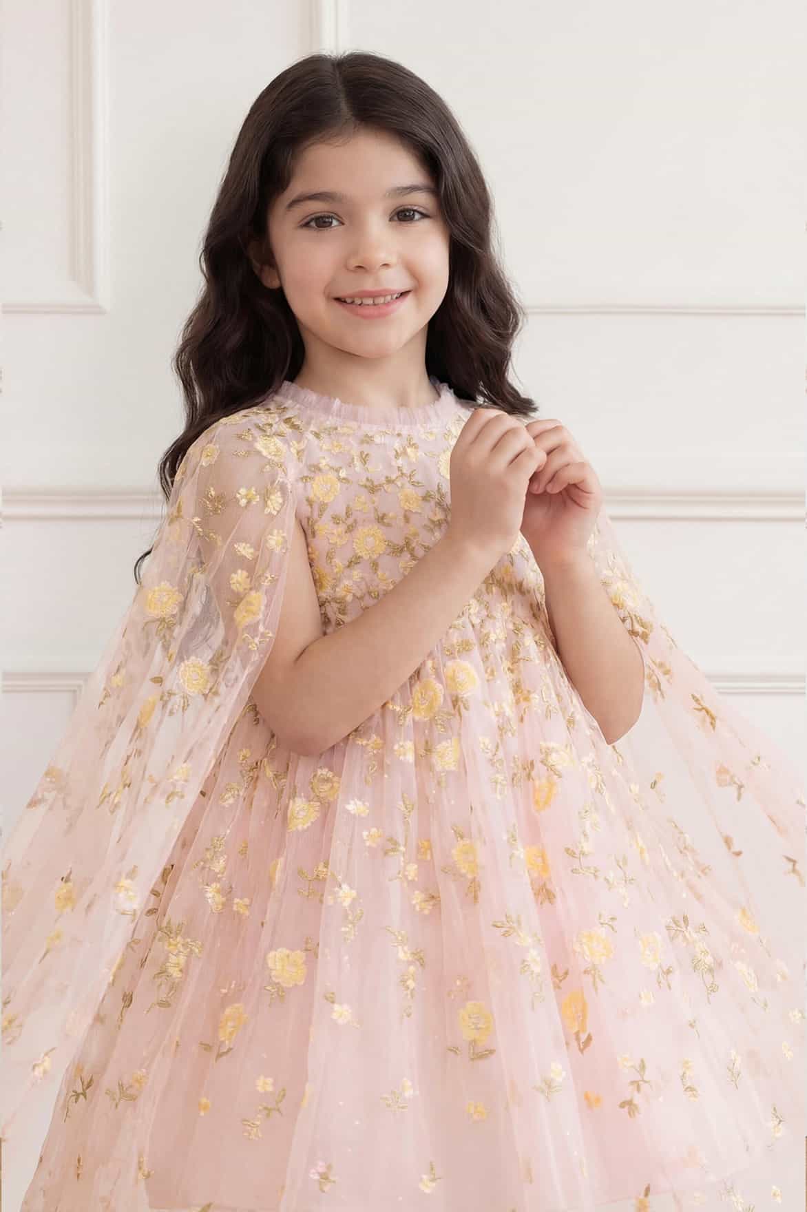 Lea Ditsy Cape Kids Dress - Image 3