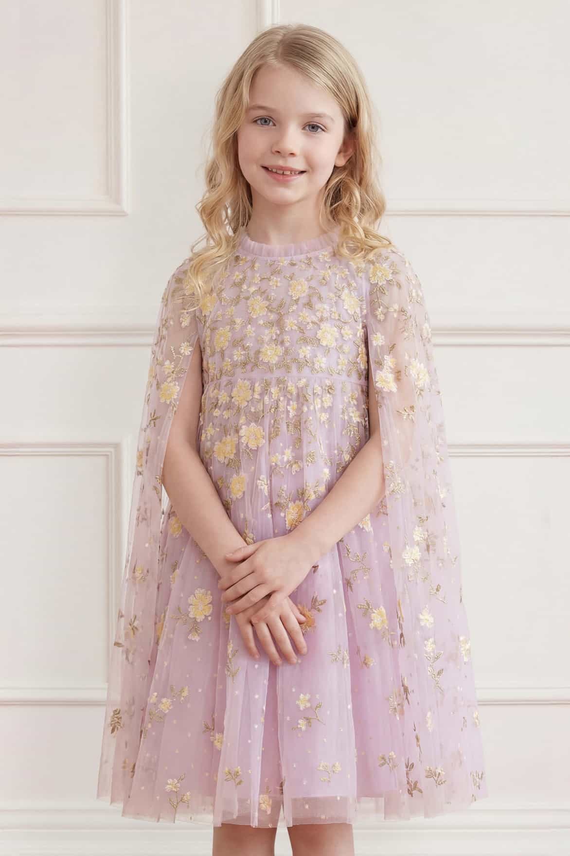 Lea Ditsy Cape Kids Dress - Image 3