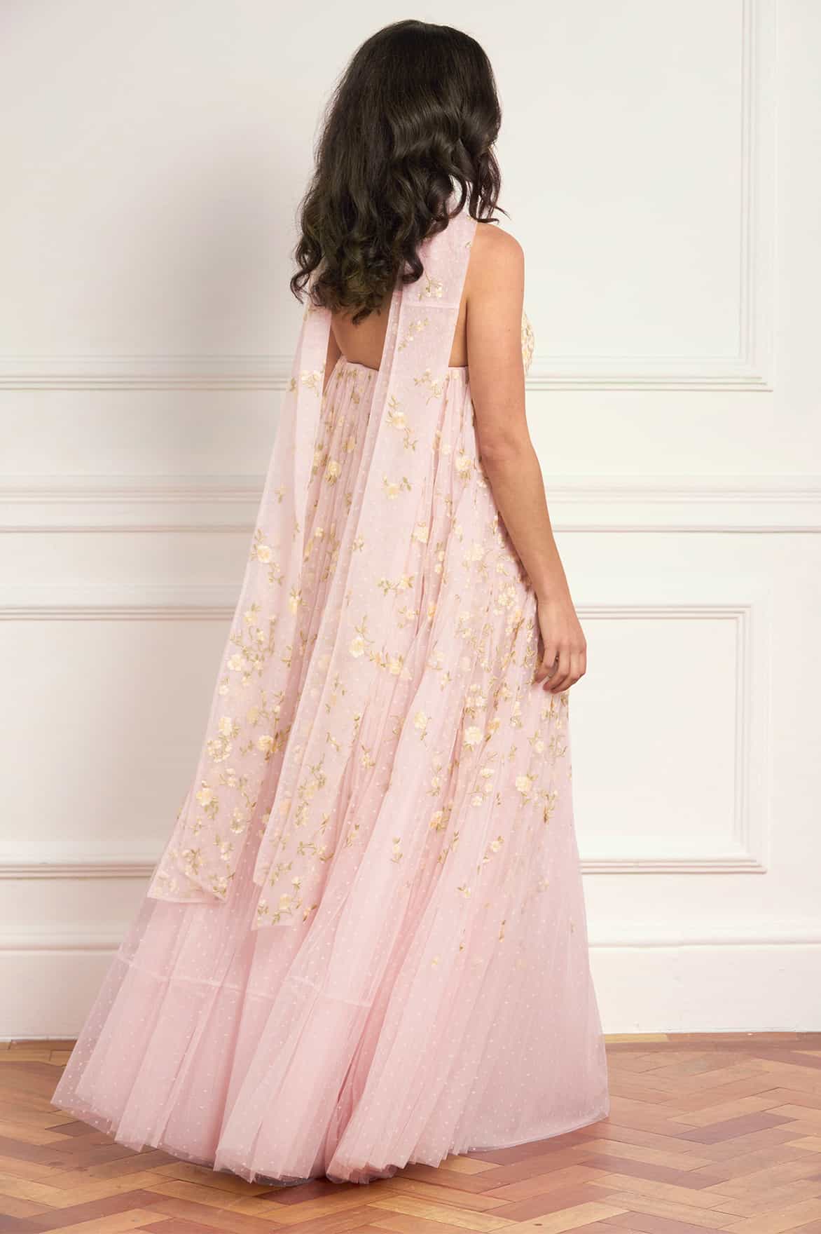 Lea Ditsy Strapless Cape Gown - Image 5