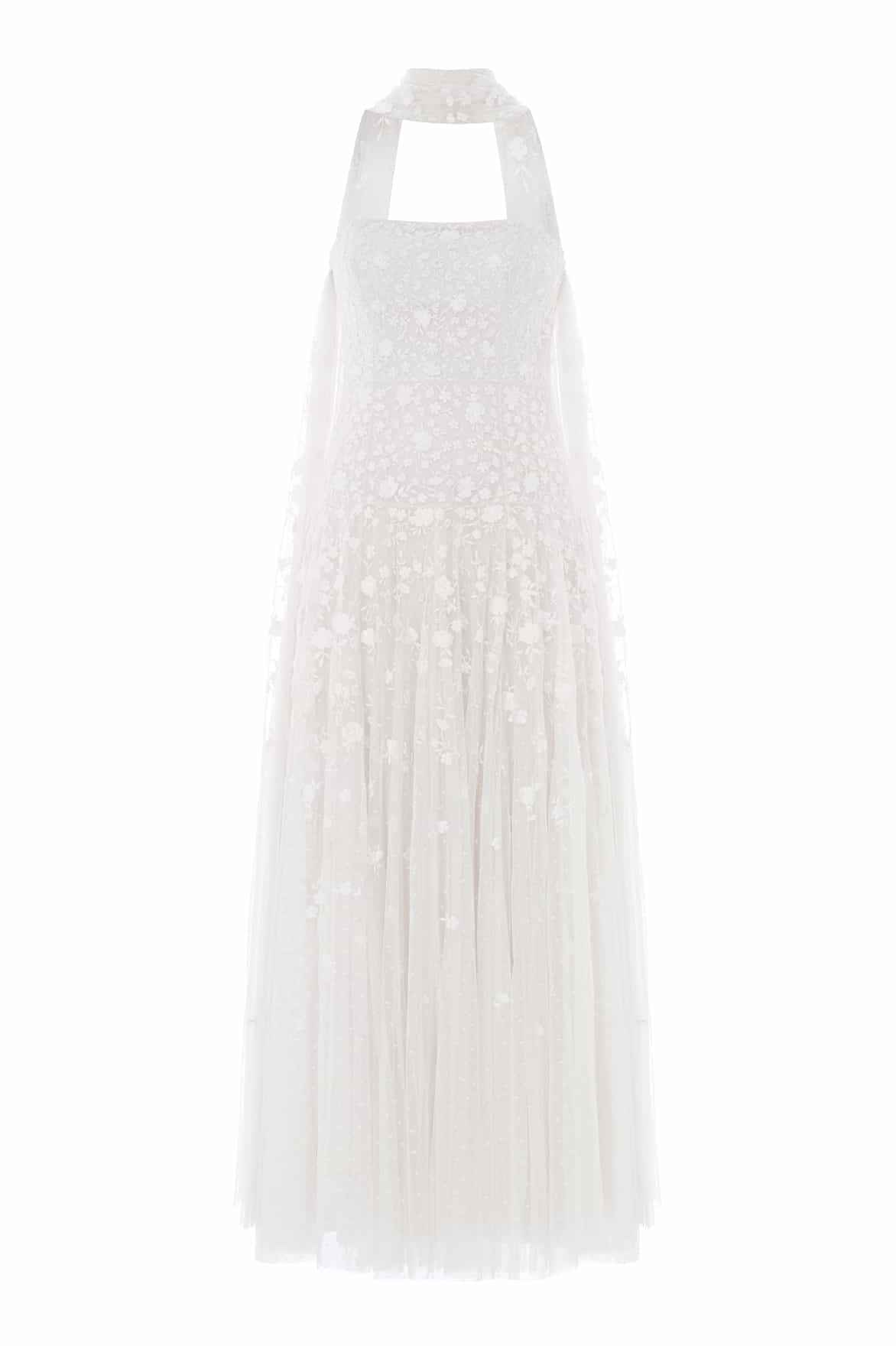 Lea Ditsy Strapless Cape Gown - Image 3