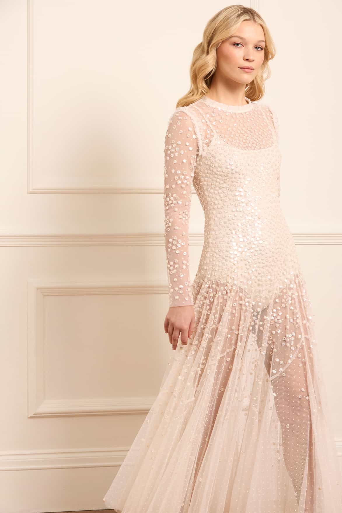 Leila Dot Sheer Ankle Gown - Image 2