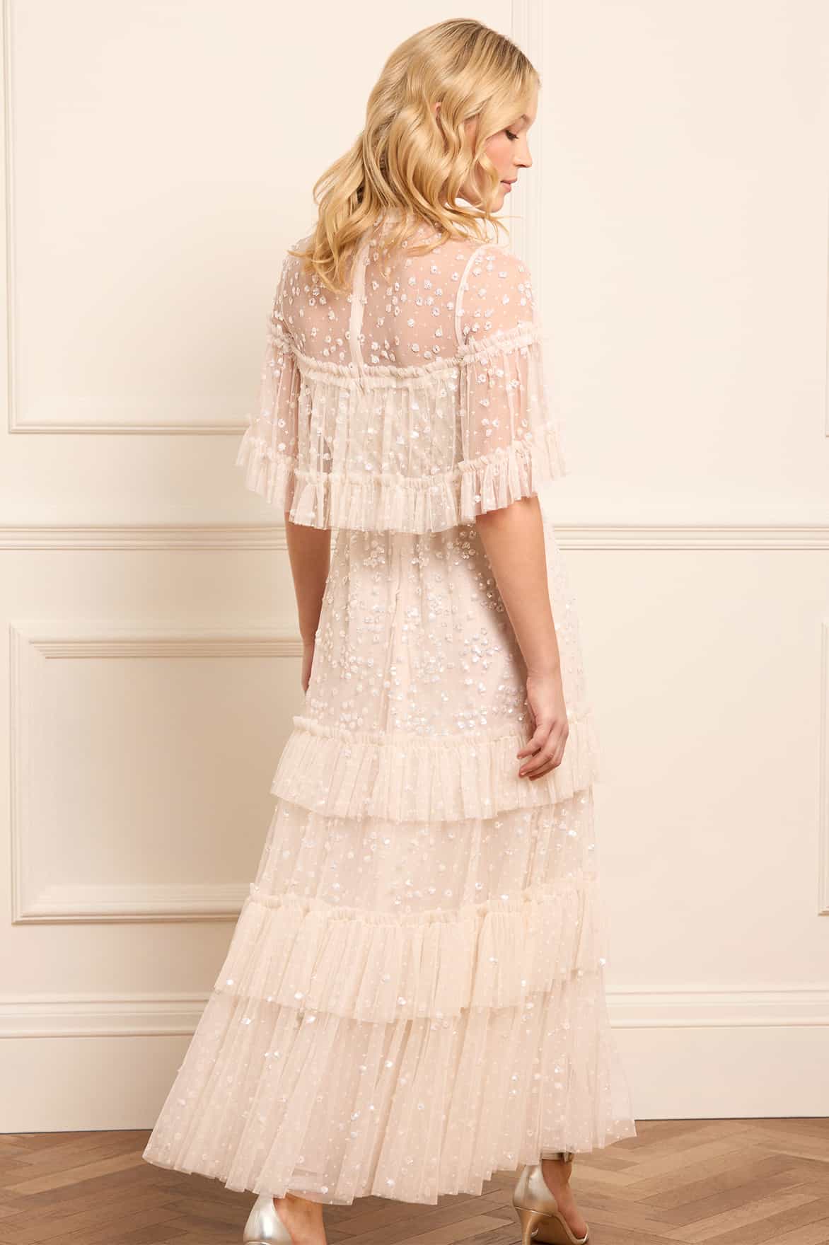 Leila Dot Tiered Cape Ankle Gown - Image 5