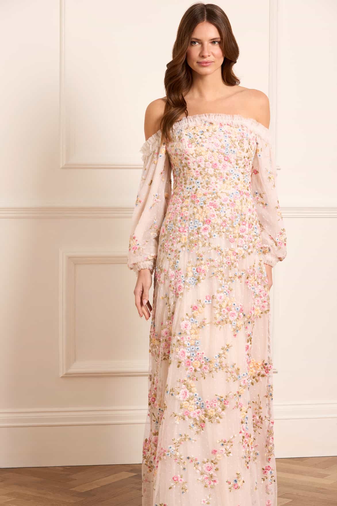Lunaria Wreath Off-Shoulder Long Sleeve Gown - Image 2