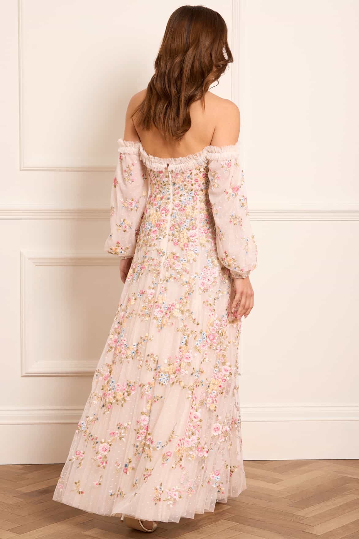Lunaria Wreath Off-Shoulder Long Sleeve Gown - Image 6