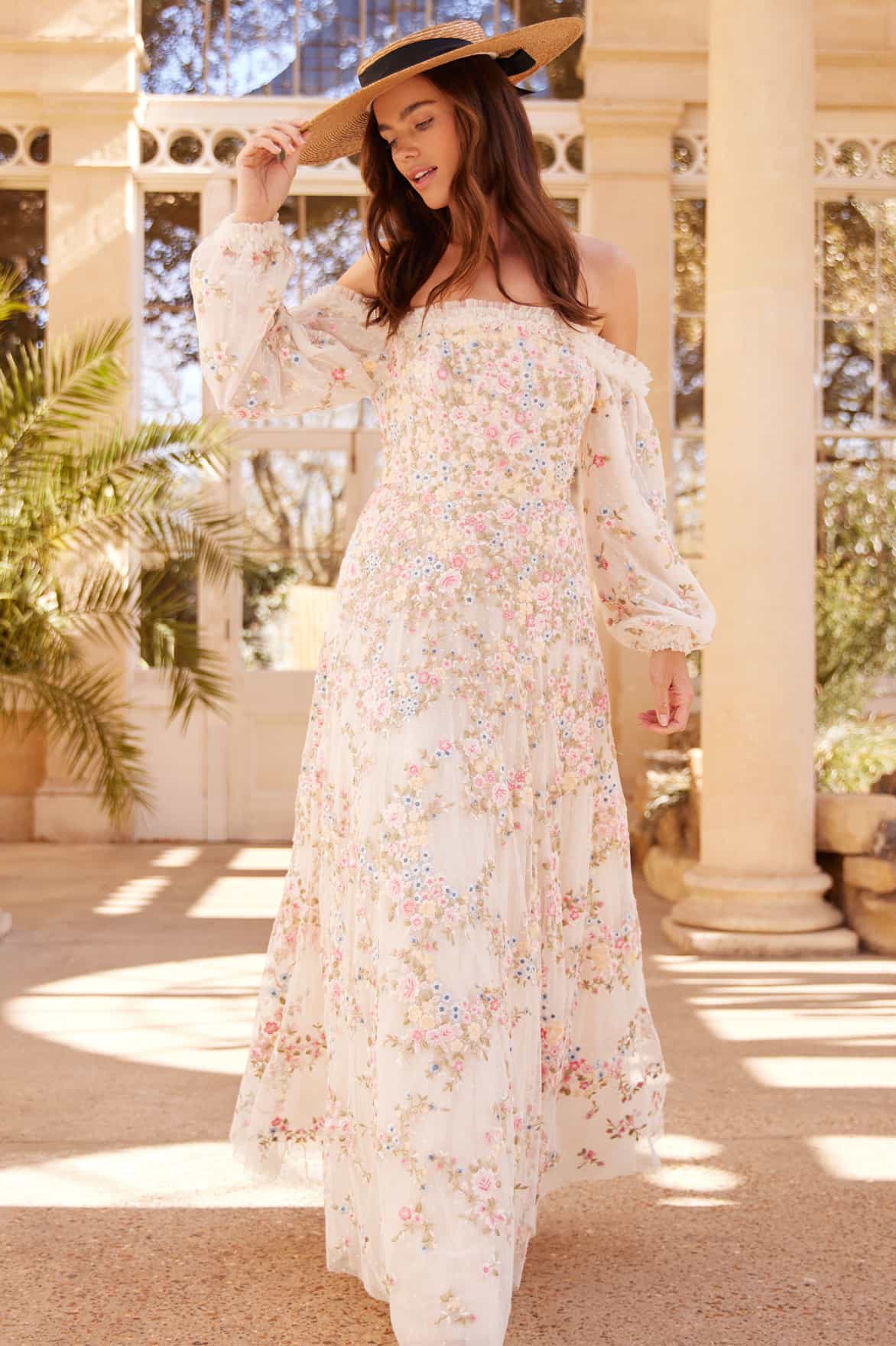 Lunaria Wreath Off-Shoulder Long Sleeve Gown - Image 7