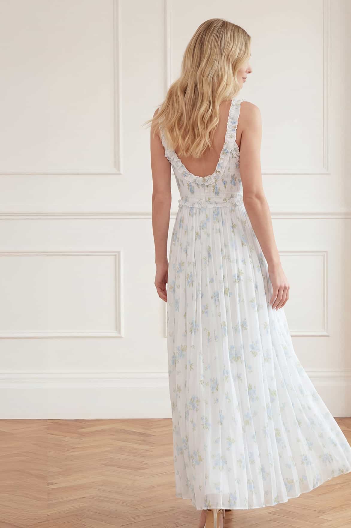 Magnolia Ditsy Chiffon Smocked Cami Ankle Gown - Image 5