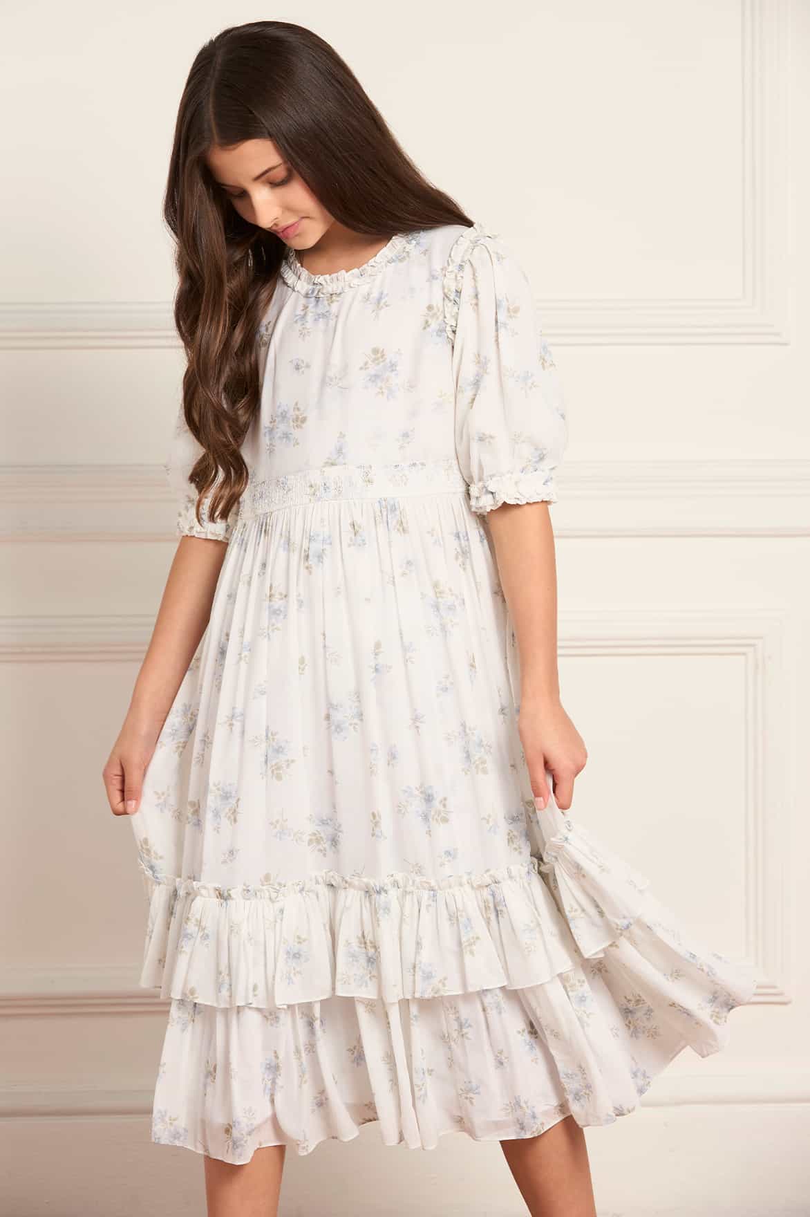 Magnolia Ditsy Chiffon Smocked Kids Dress - Image 3