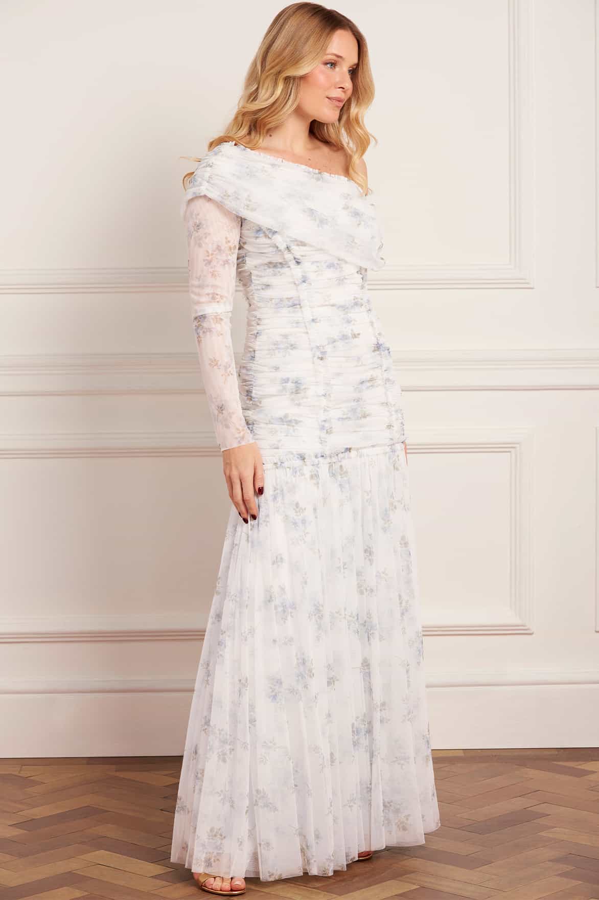Magnolia Ditsy Gigi One-Shoulder Rouched Gown - Image 2