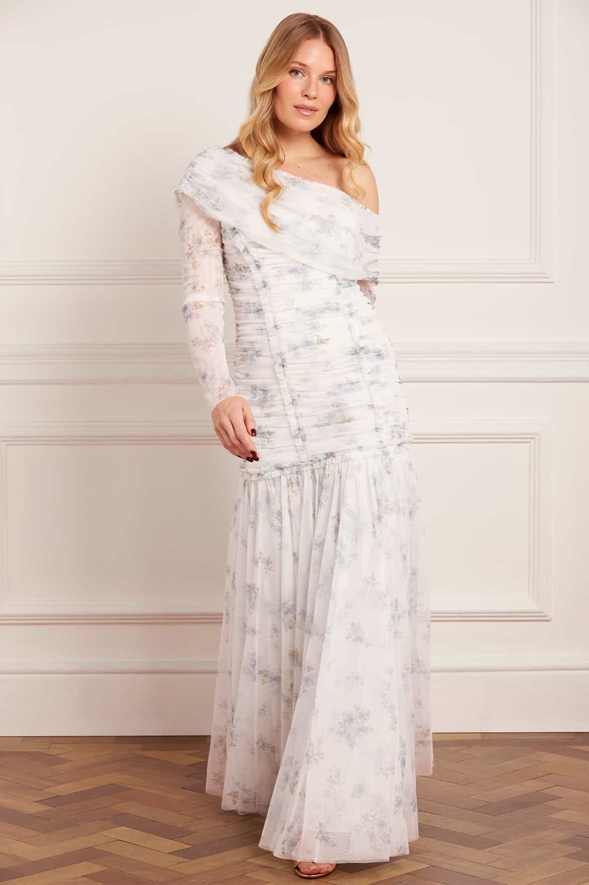 Magnolia Ditsy Gigi One-Shoulder Rouched Gown - Image 4