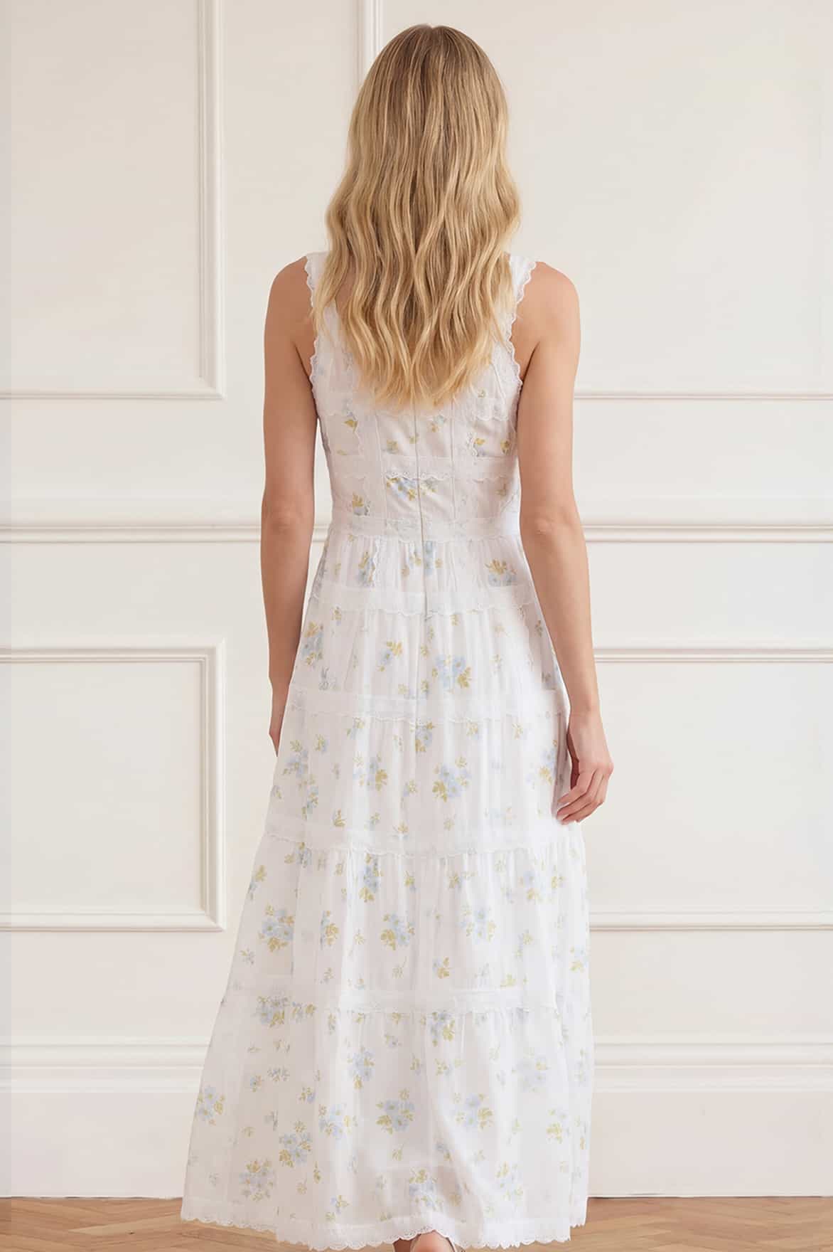 Magnolia Ditsy Sophia Bib Ankle Gown - Image 4