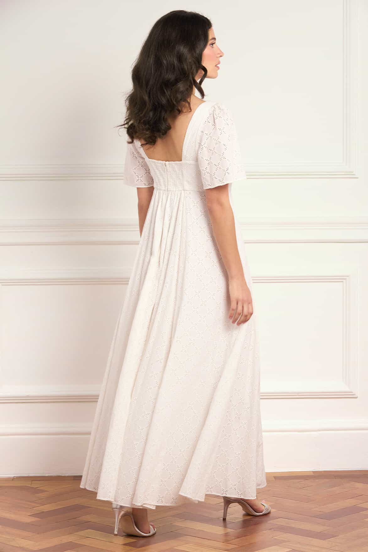 Marisol Cotton Broderie Short Sleeve Ankle Gown - Image 4