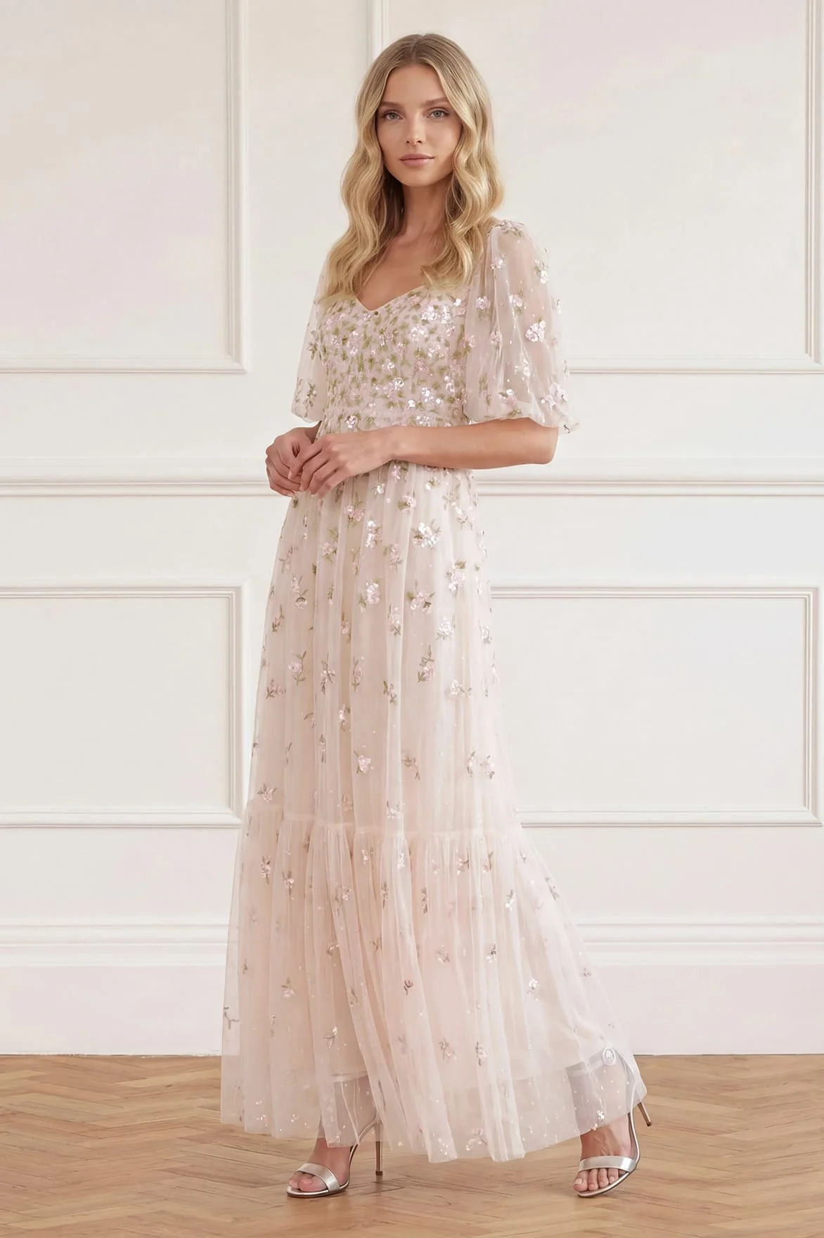 Meadow Ditsy Sweetheart Ankle Gown