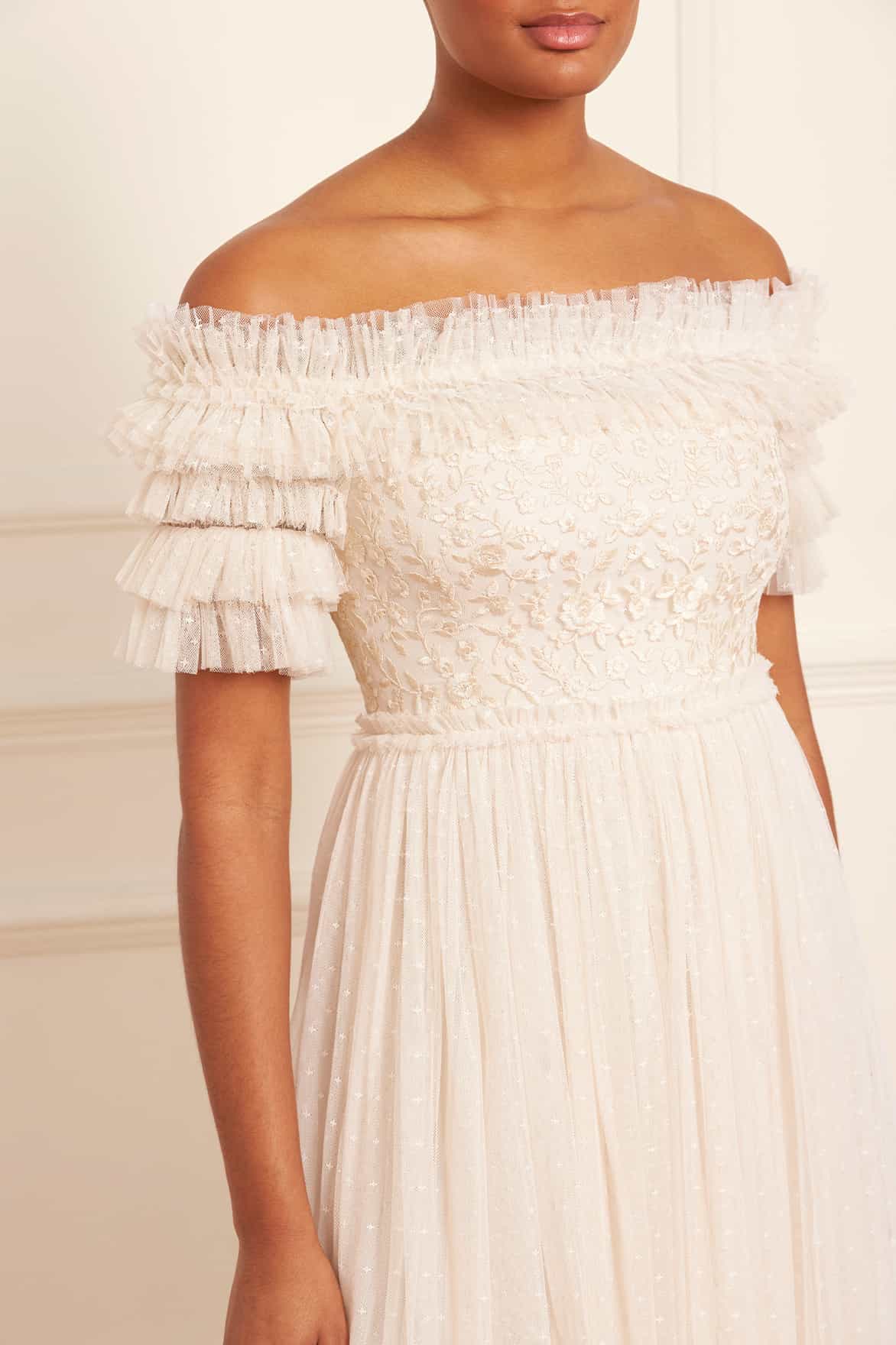 Midsummer Lace Bodice Off-Shoulder Ankle Gown - Image 3