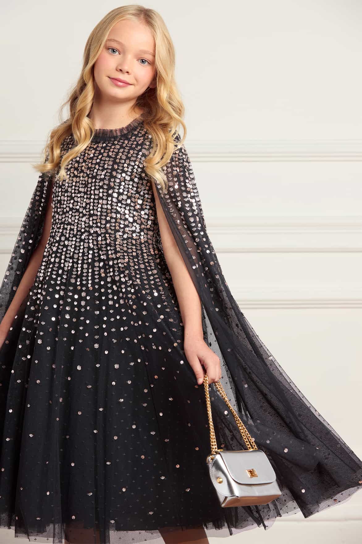 Moonlight Sequin Cape Kids Dress - Image 2
