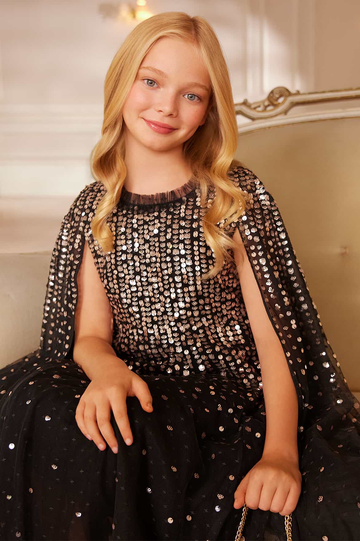Moonlight Sequin Cape Kids Dress - Image 5