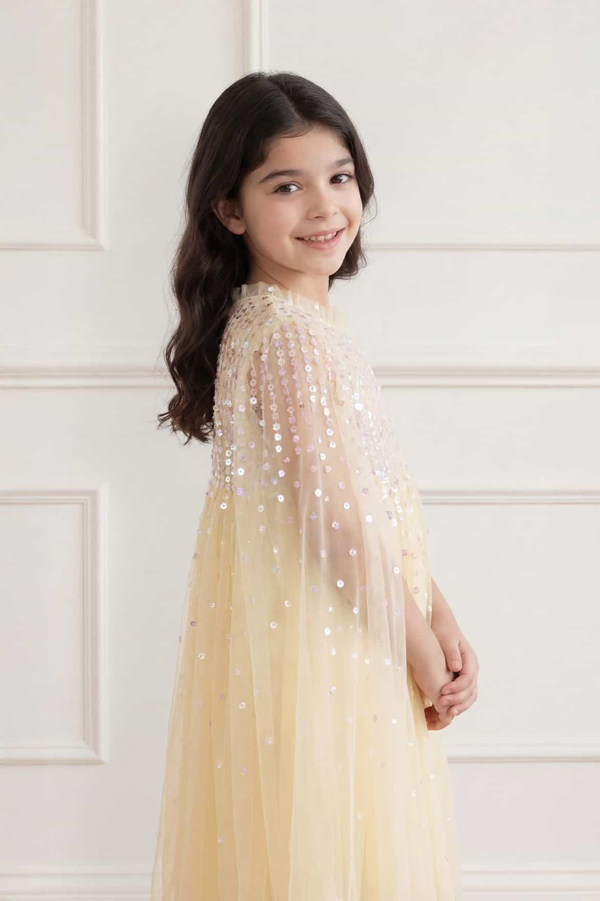 Moonlight Sequin Cape Kids Dress - Image 3