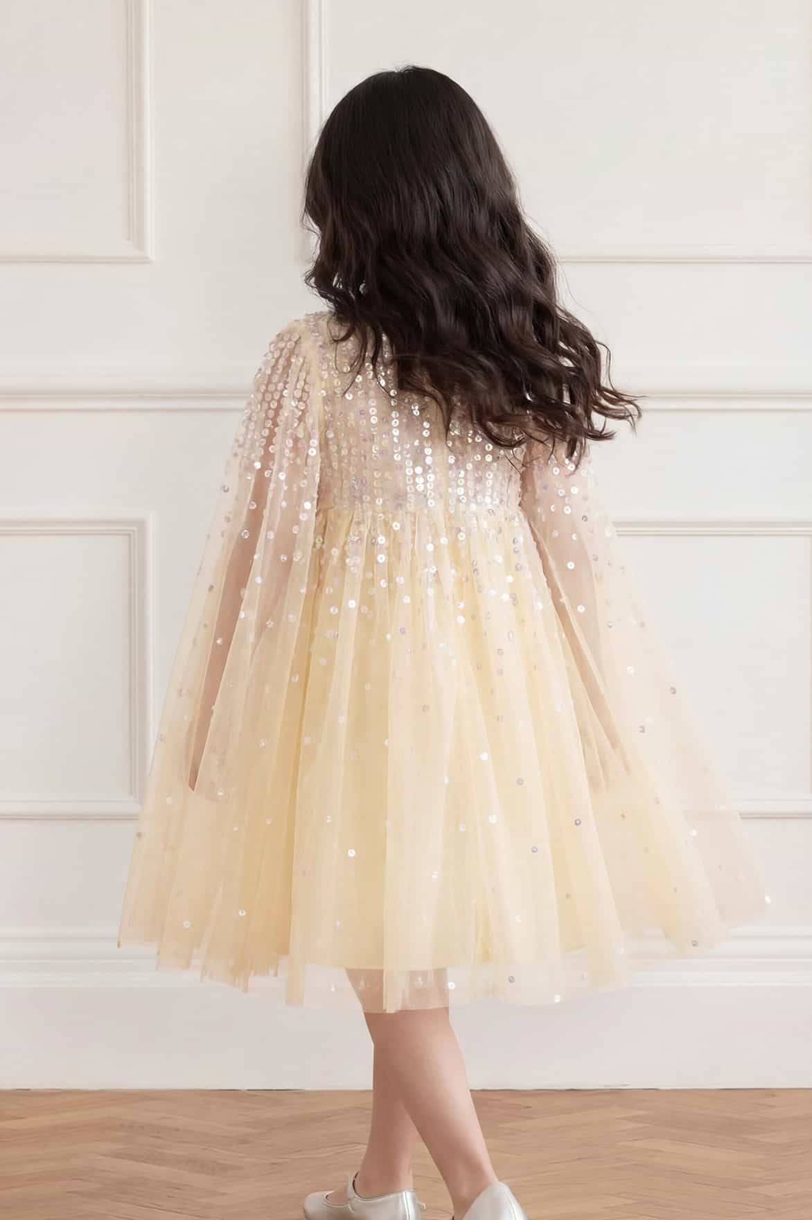 Moonlight Sequin Cape Kids Dress - Image 4