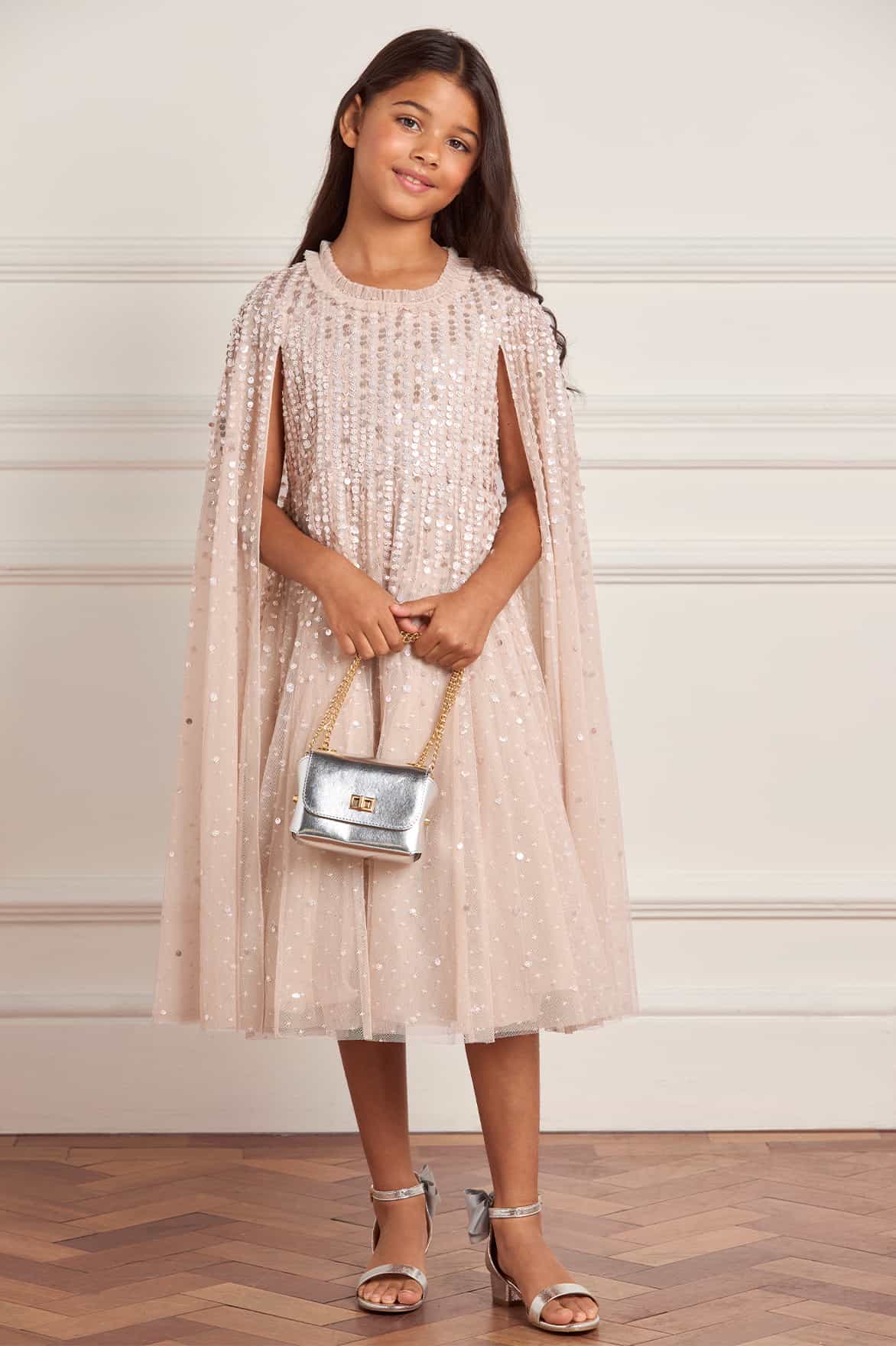 Moonlight Sequin Cape Kids Dress - Image 2