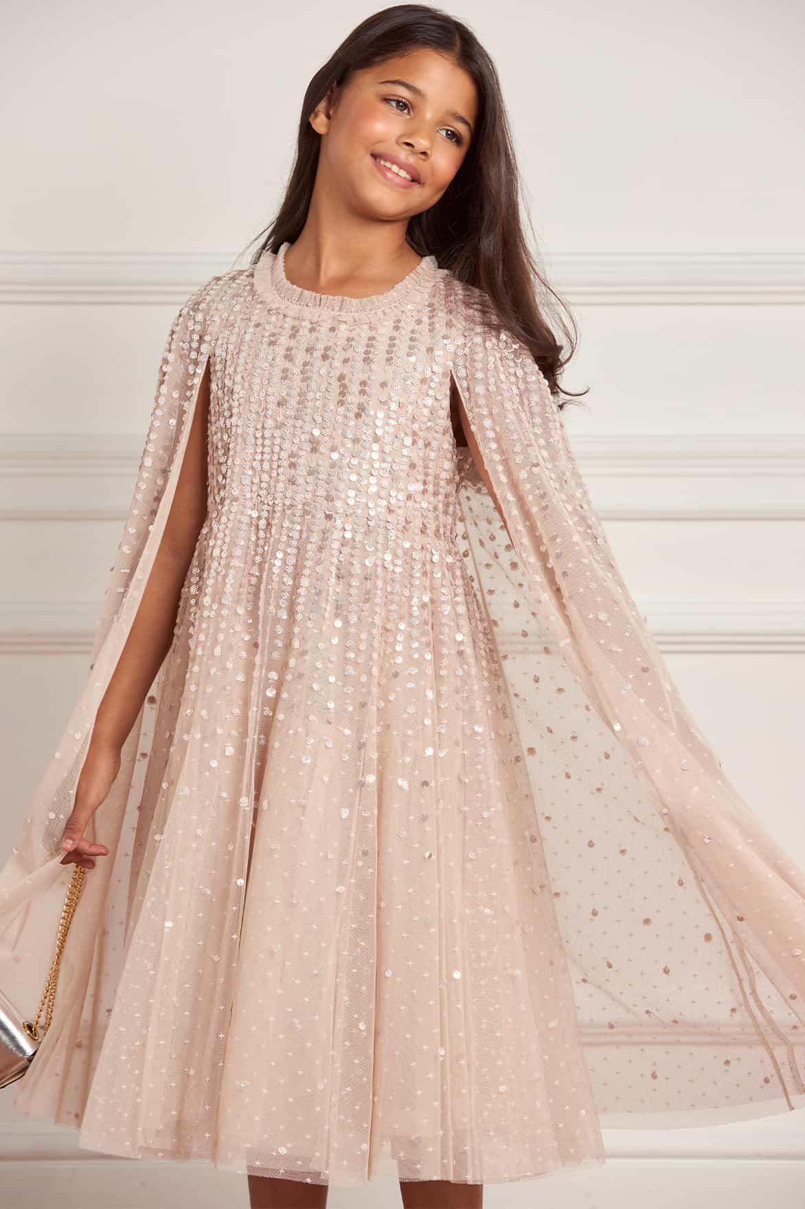 Moonlight Sequin Cape Kids Dress - Image 4