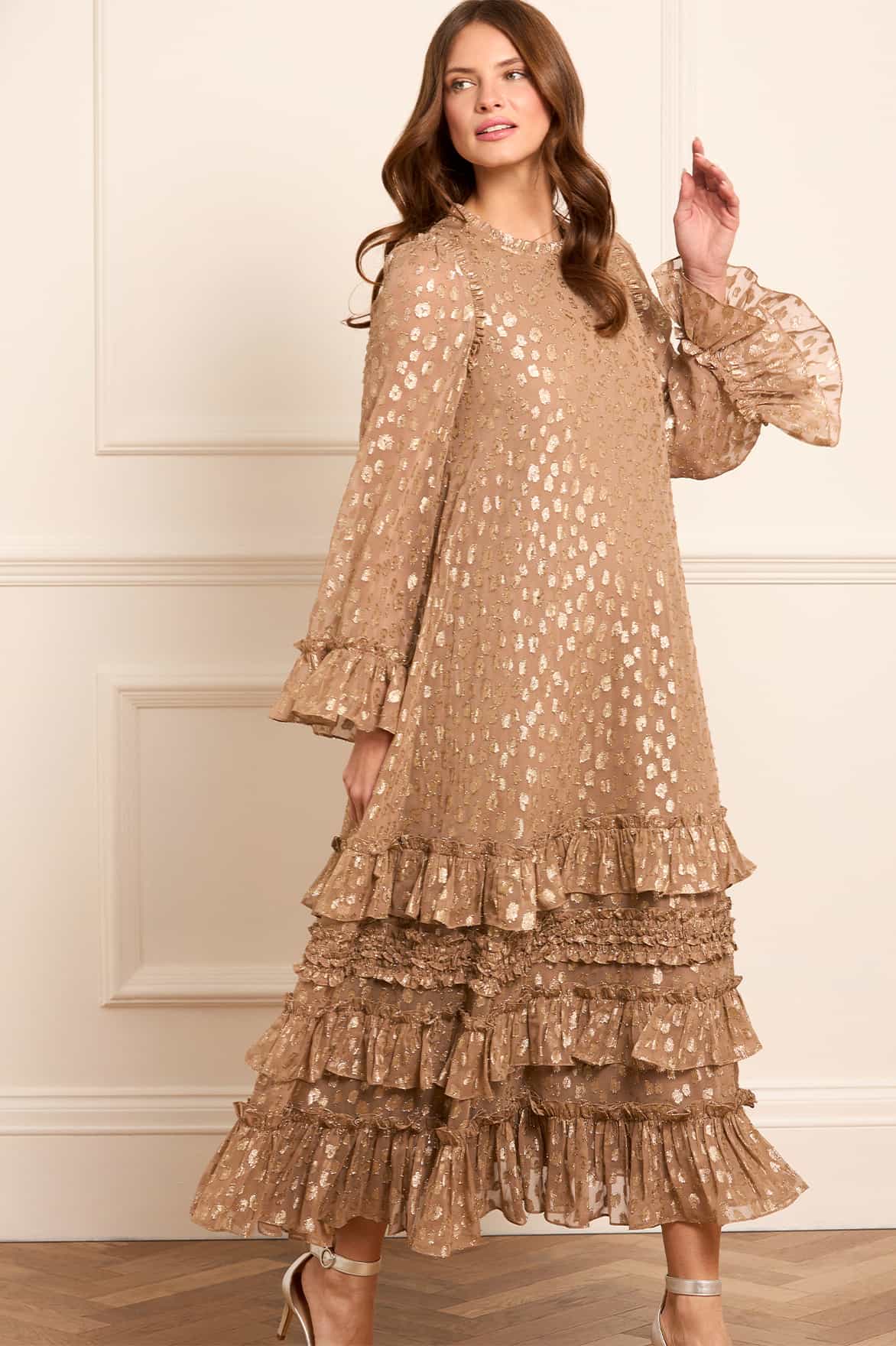 Odelle Lurex Round Neck Ankle Gown - Image 4